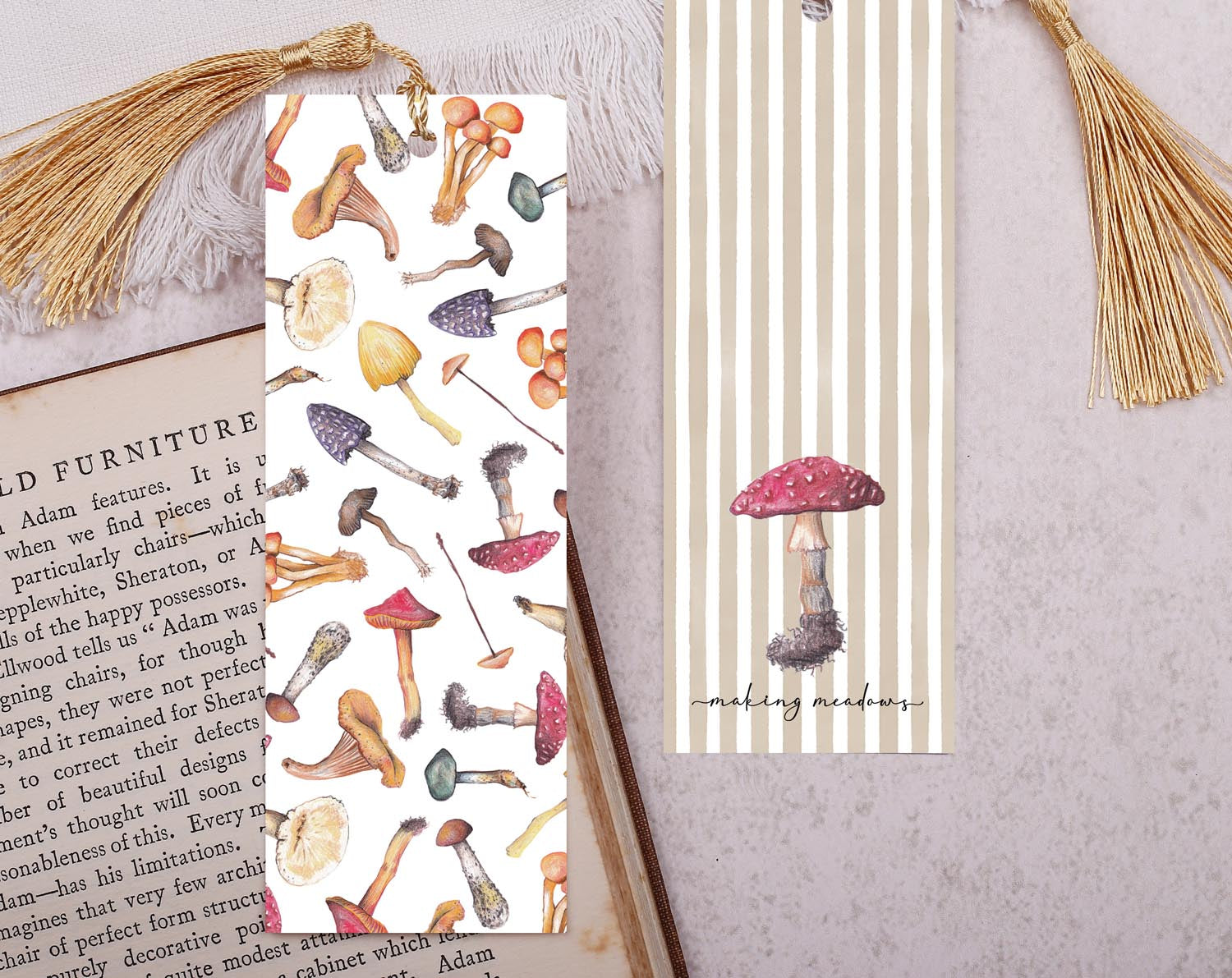 Mushroom Bookmark With Tassel. Bookmarks designed by Making Meadows