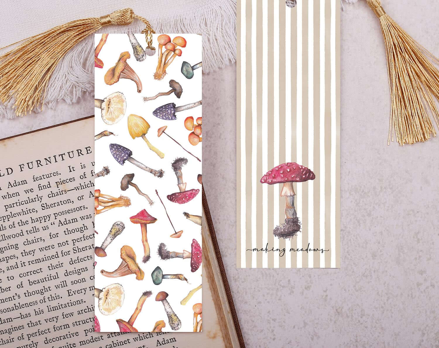 Mushroom Bookmark With Tassel. Bookmarks designed by Making Meadows