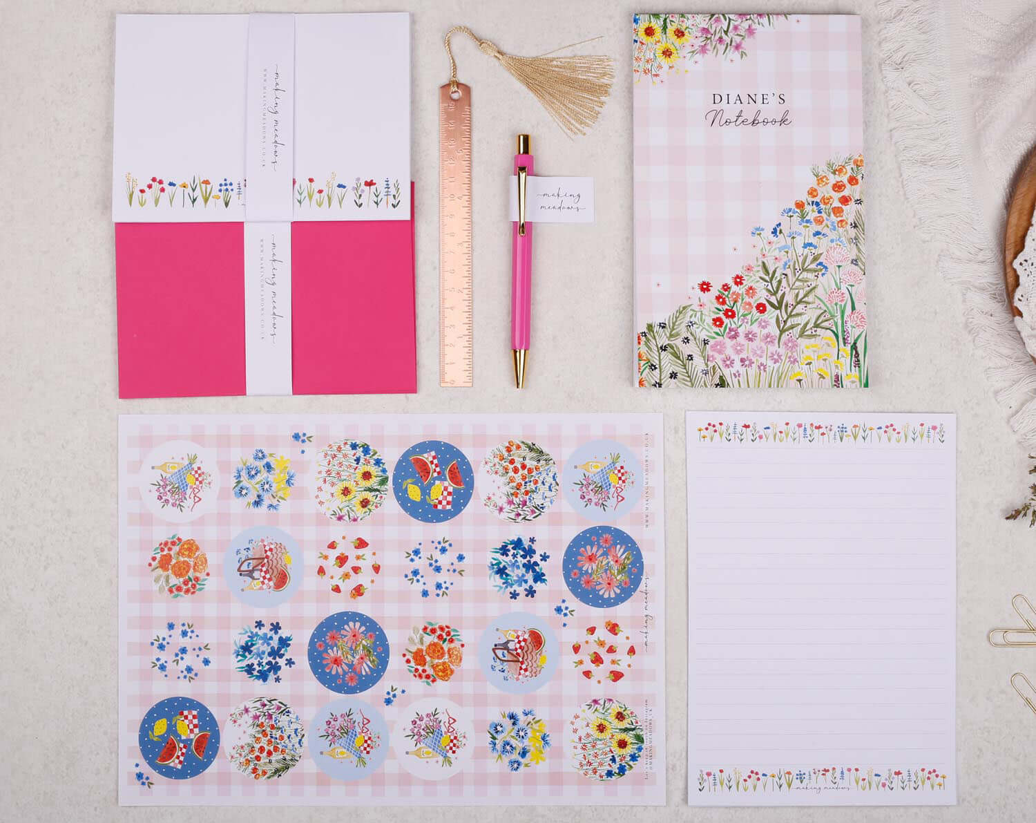 Personalised Gingham Floral Stationery Box