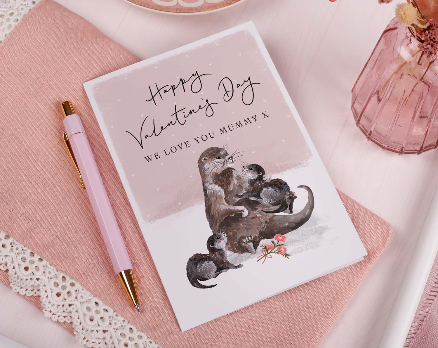 Otter Valentine Card For Mummy. Greeting & Note Cards designed by Making Meadows
