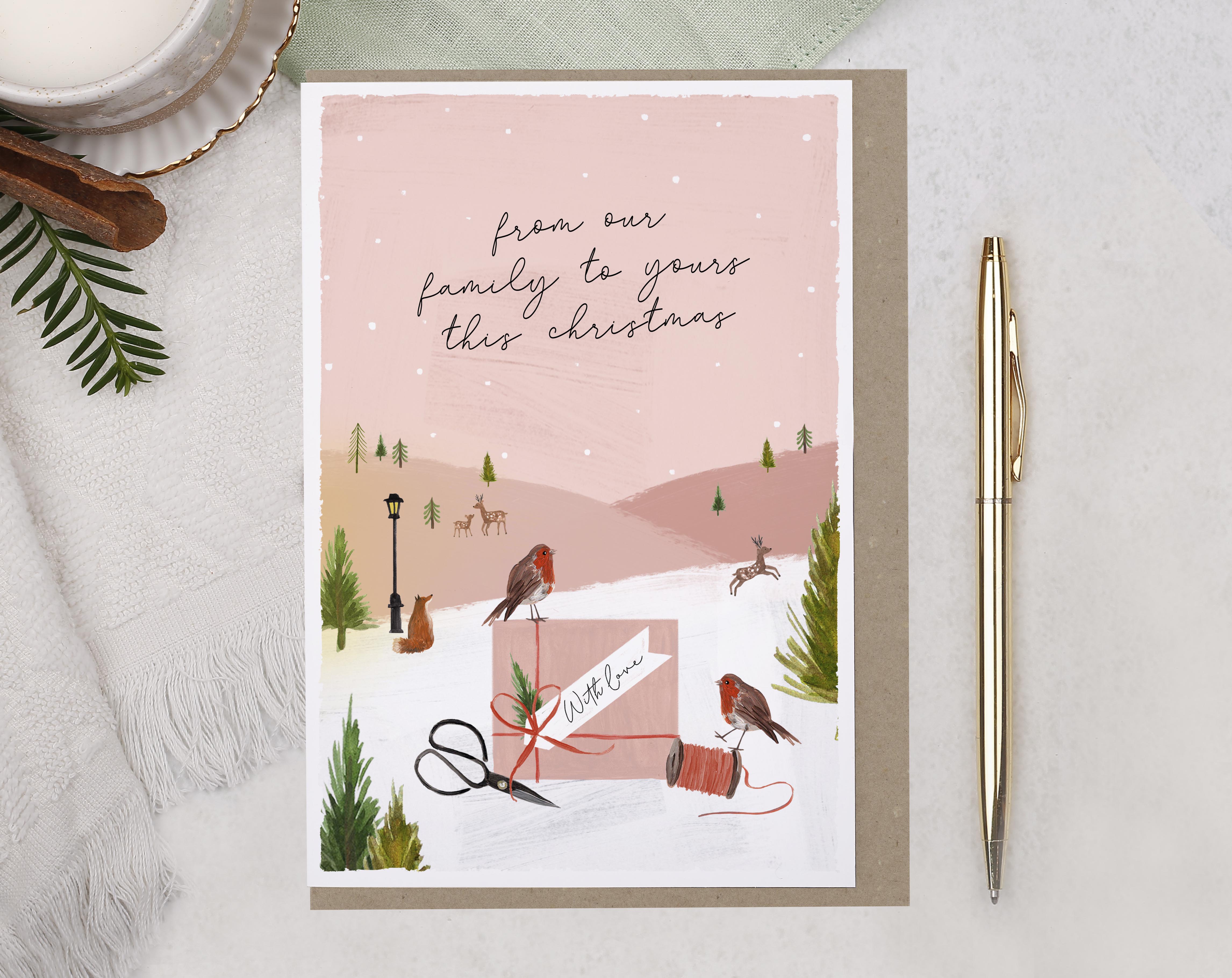 Our Family To Yours Merry Christmas Card. Greeting & Note Cards designed by Making Meadows