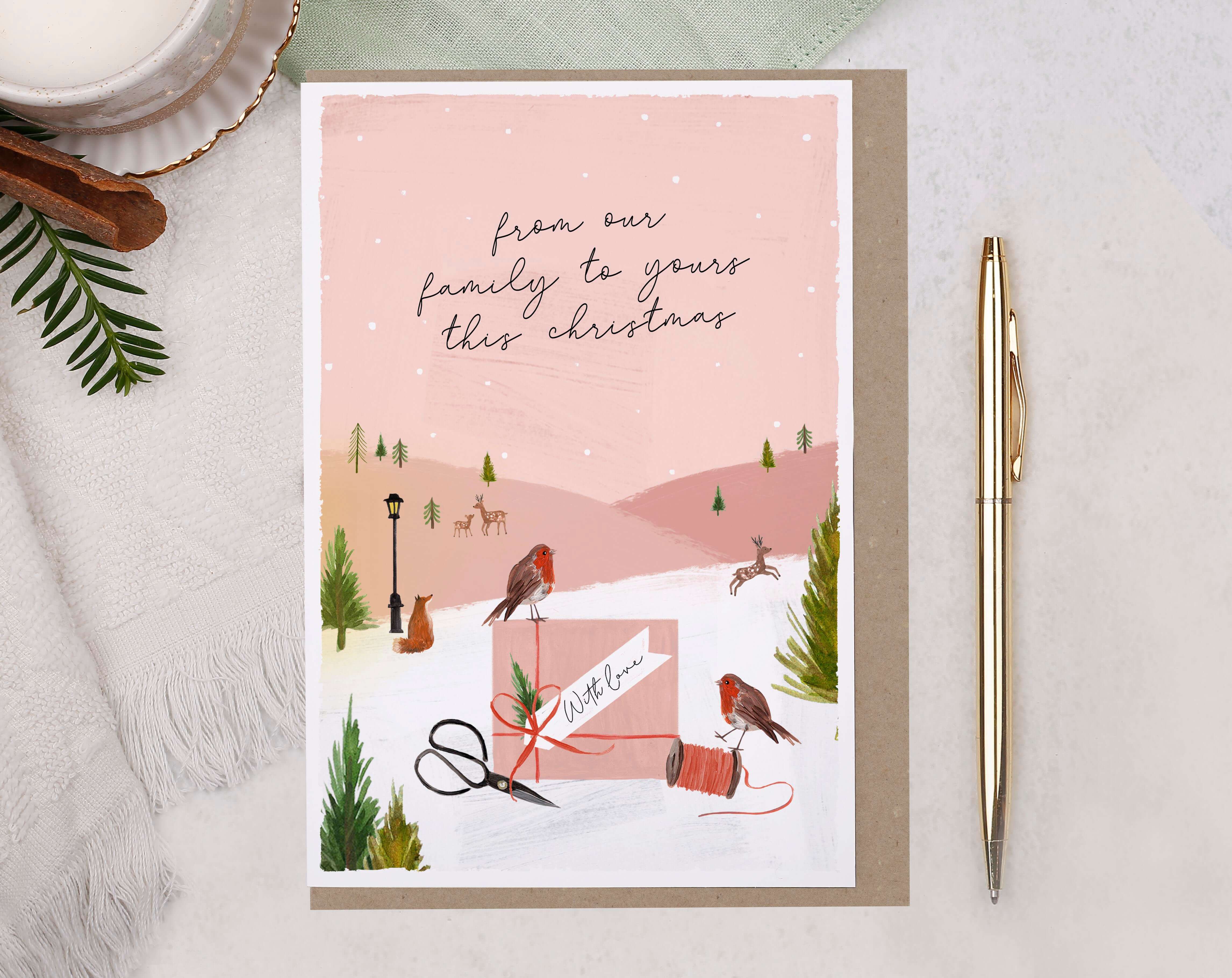 Our Family To Yours Merry Christmas Card. Greeting & Note Cards designed by Making Meadows