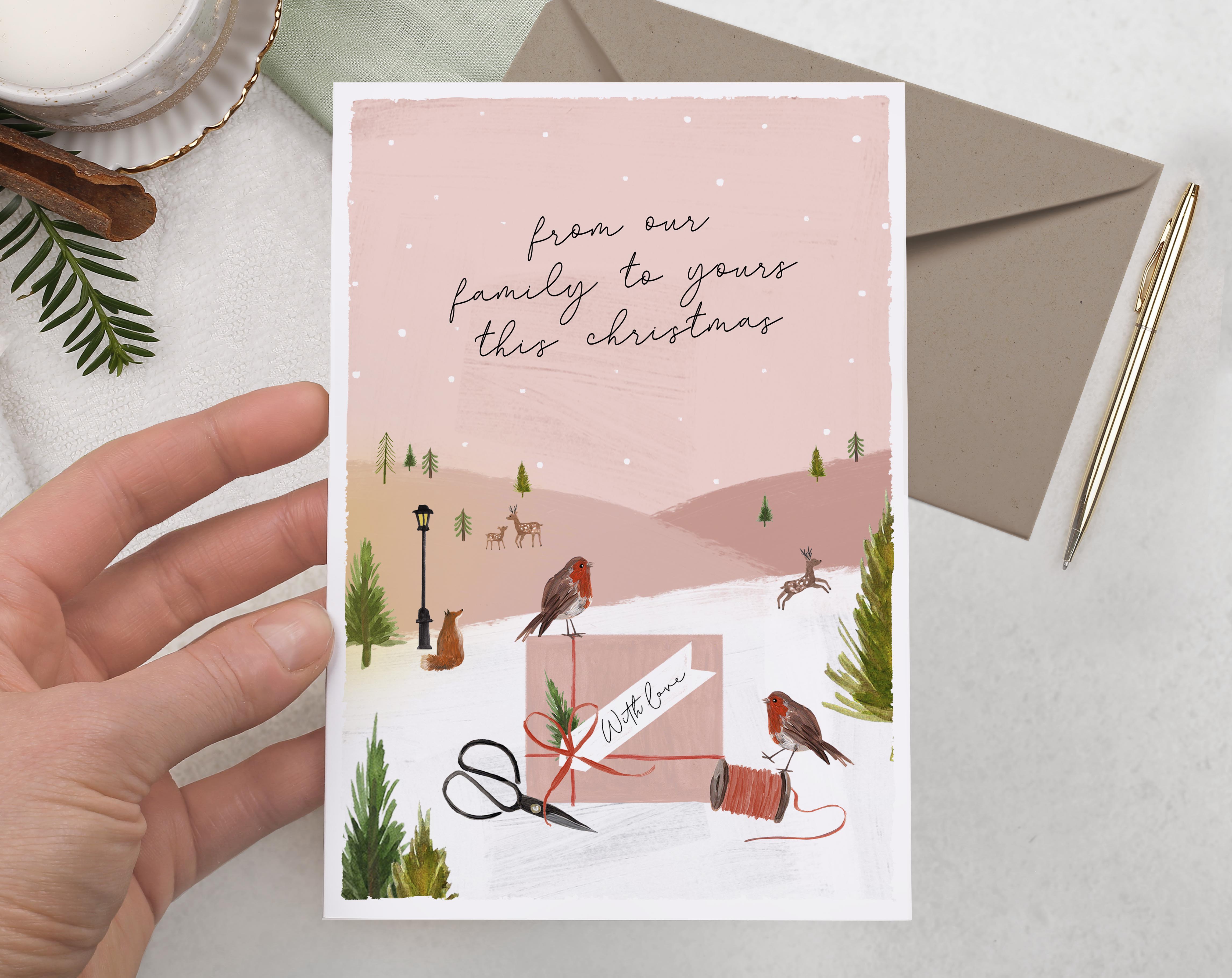 Our Family To Yours Merry Christmas Card. Greeting & Note Cards designed by Making Meadows