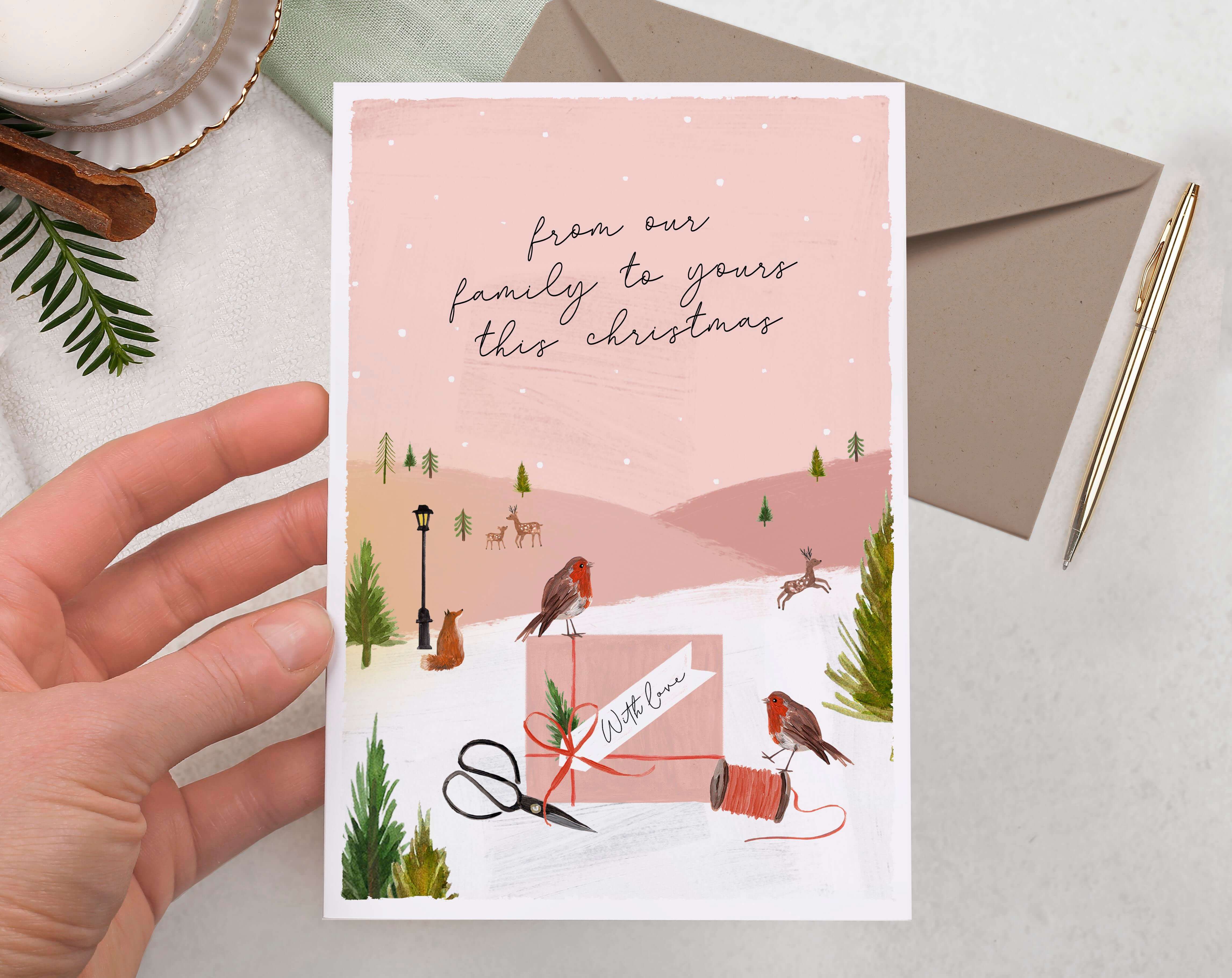 Our Family To Yours Merry Christmas Card. Greeting & Note Cards designed by Making Meadows