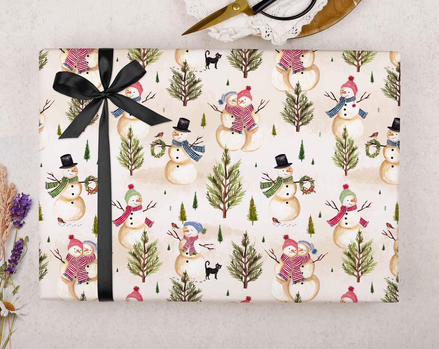 Traditional Snowman Christmas Wrapping Paper designed by Making Meadows