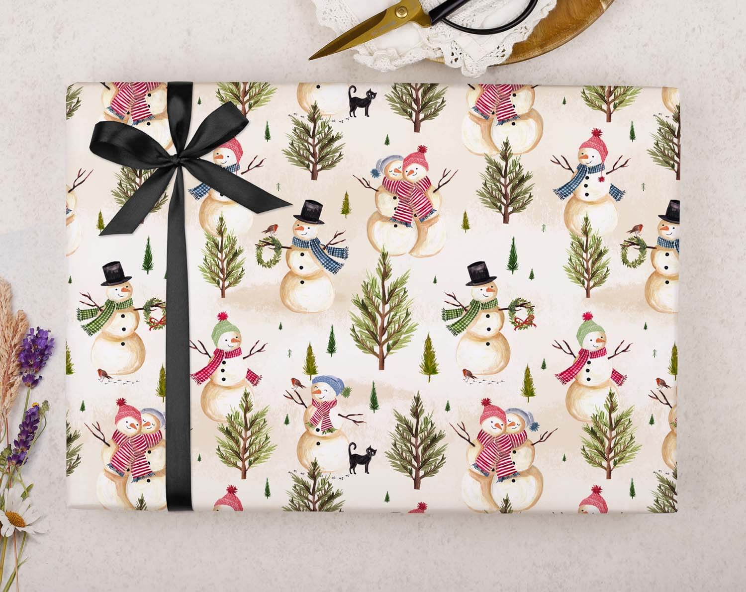 Traditional Snowman Christmas Wrapping Paper designed by Making Meadows