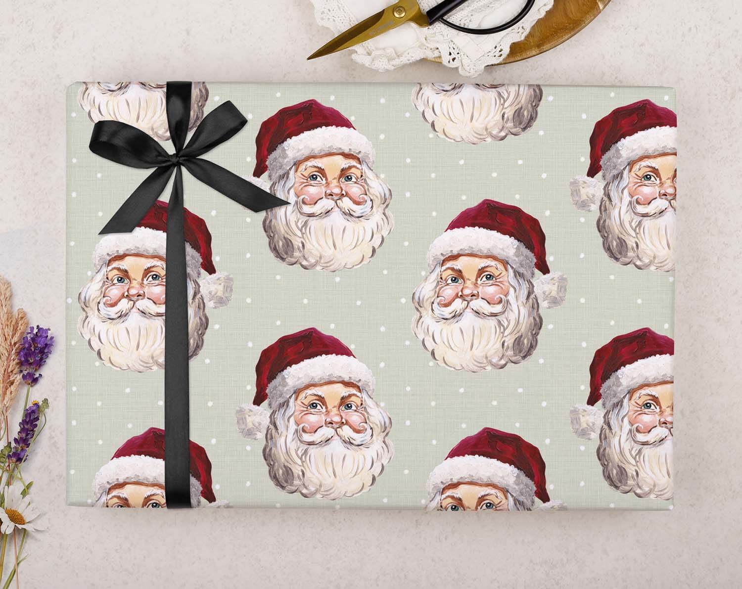 Vintage Santa Christmas Wrapping Paper designed by Making Meadows
