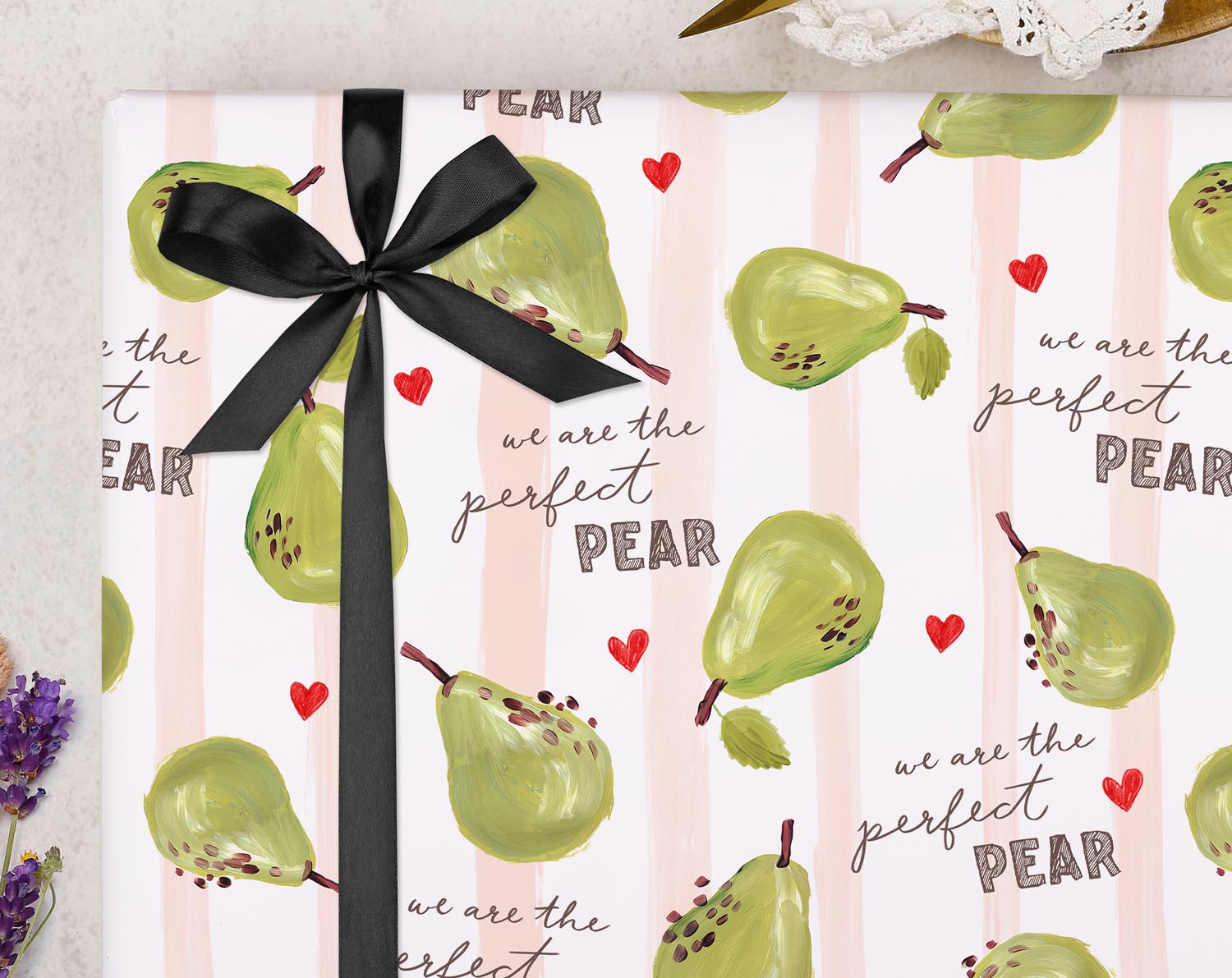 Perfect Pear Wrapping Paper. Wrapping Paper designed by Making Meadows