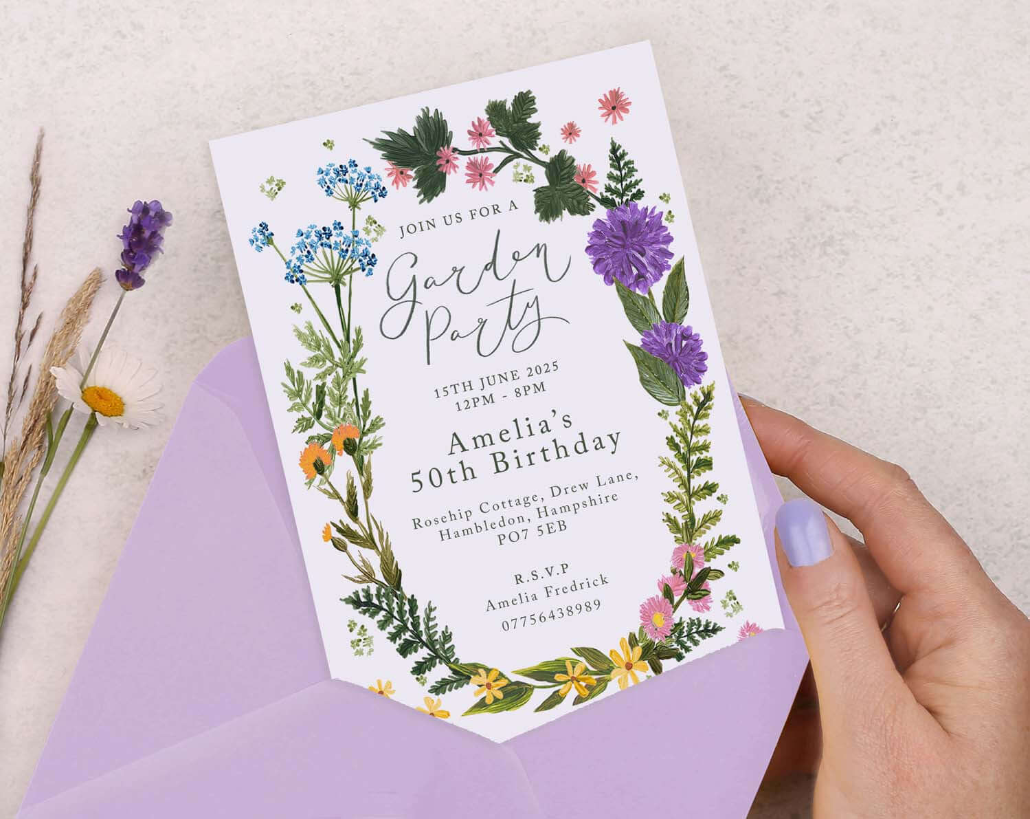 Personalised A6 Floral Garden Party Invitation