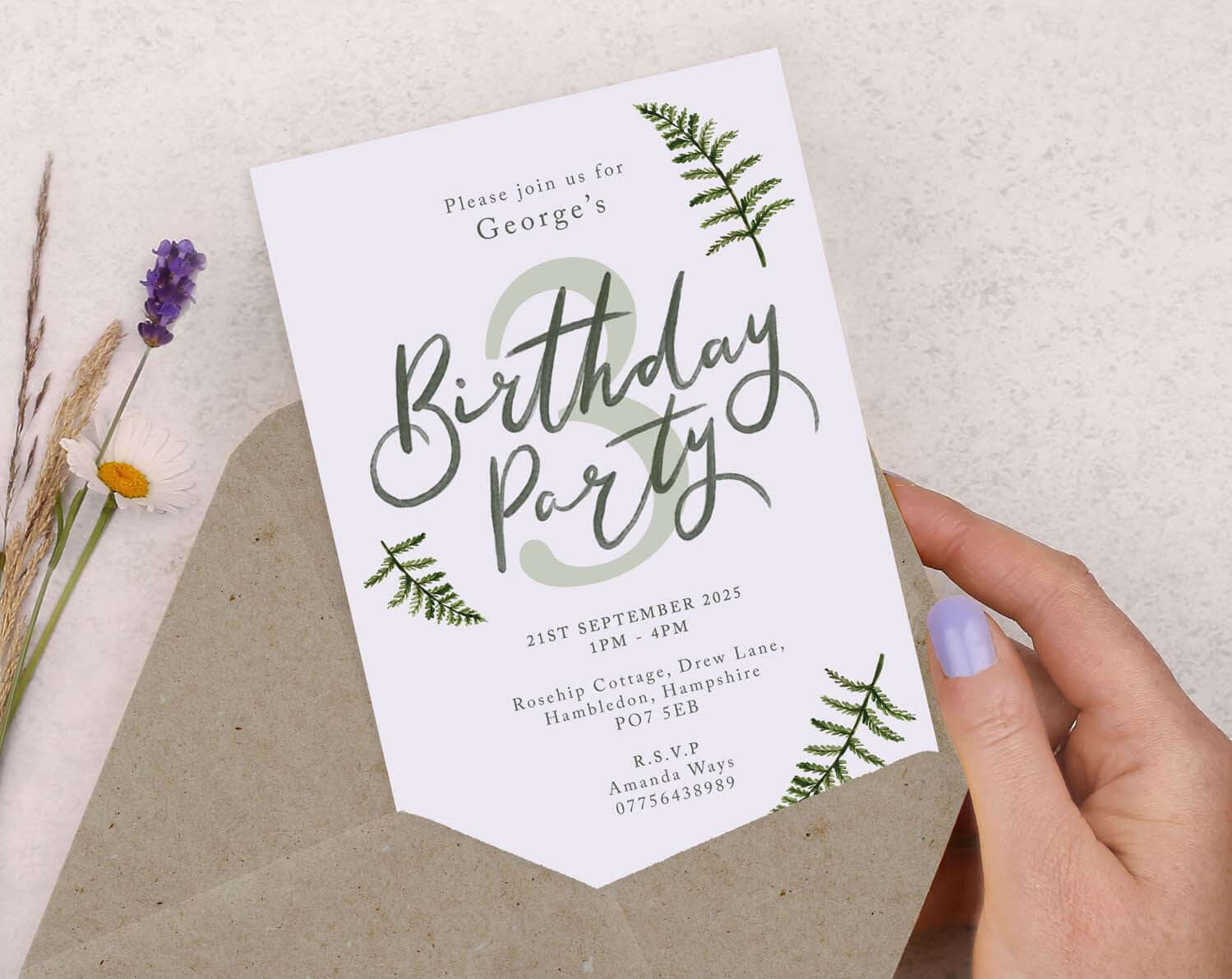 Personalised Age A6 Botanical Birthday Invitation