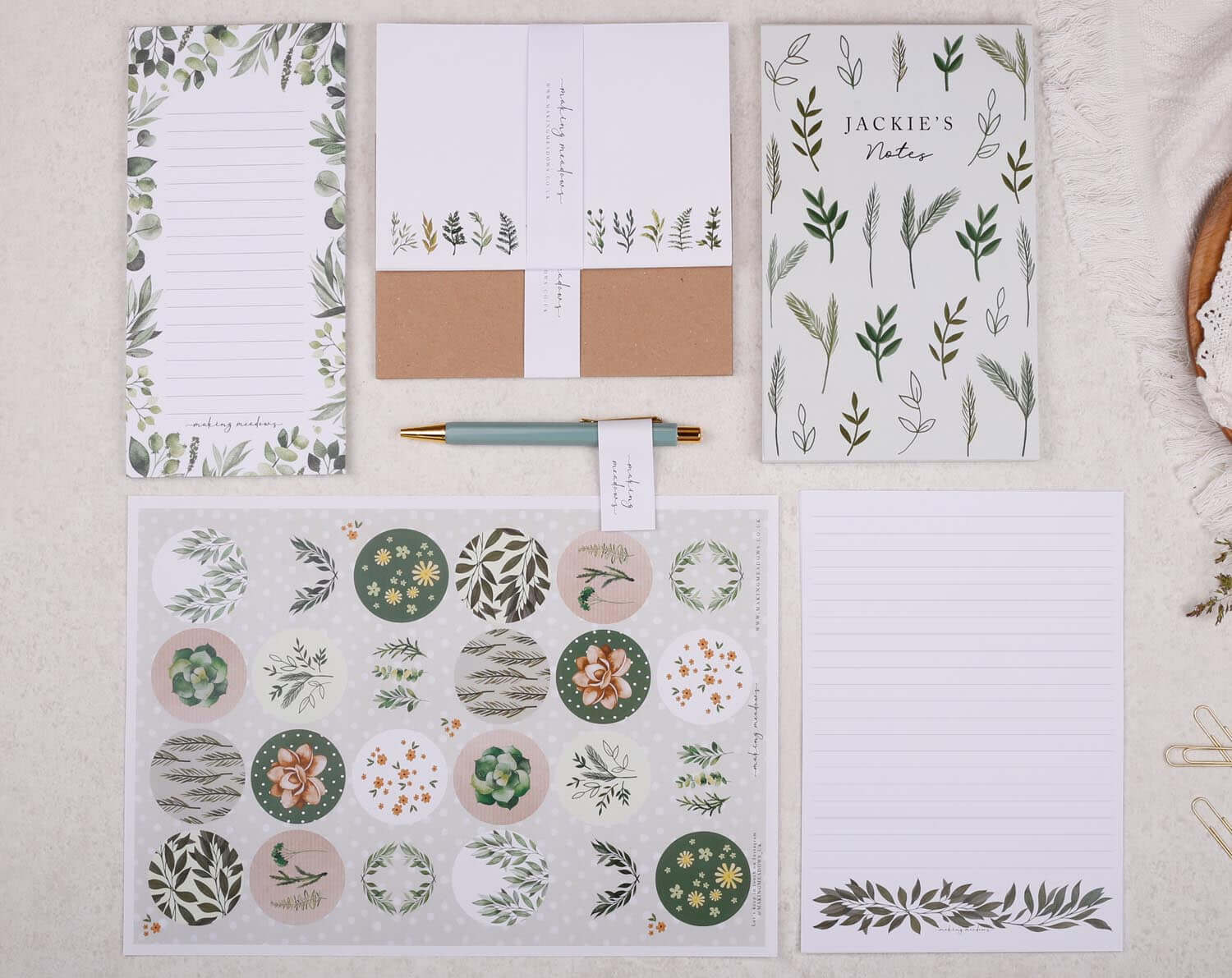Personalised Botanical Stationery Box. Notebooks & Notepads designed by Making Meadows