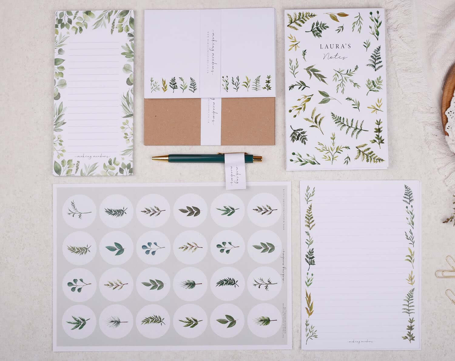 Personalised Botanics Stationery Box. Notebooks & Notepads designed by Making Meadows