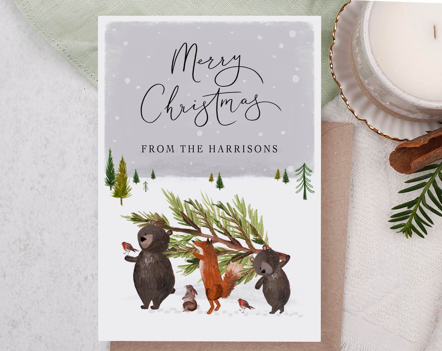 Personalised Christmas Card With Christmas Tree. Greeting & Note Cards designed by Making Meadows