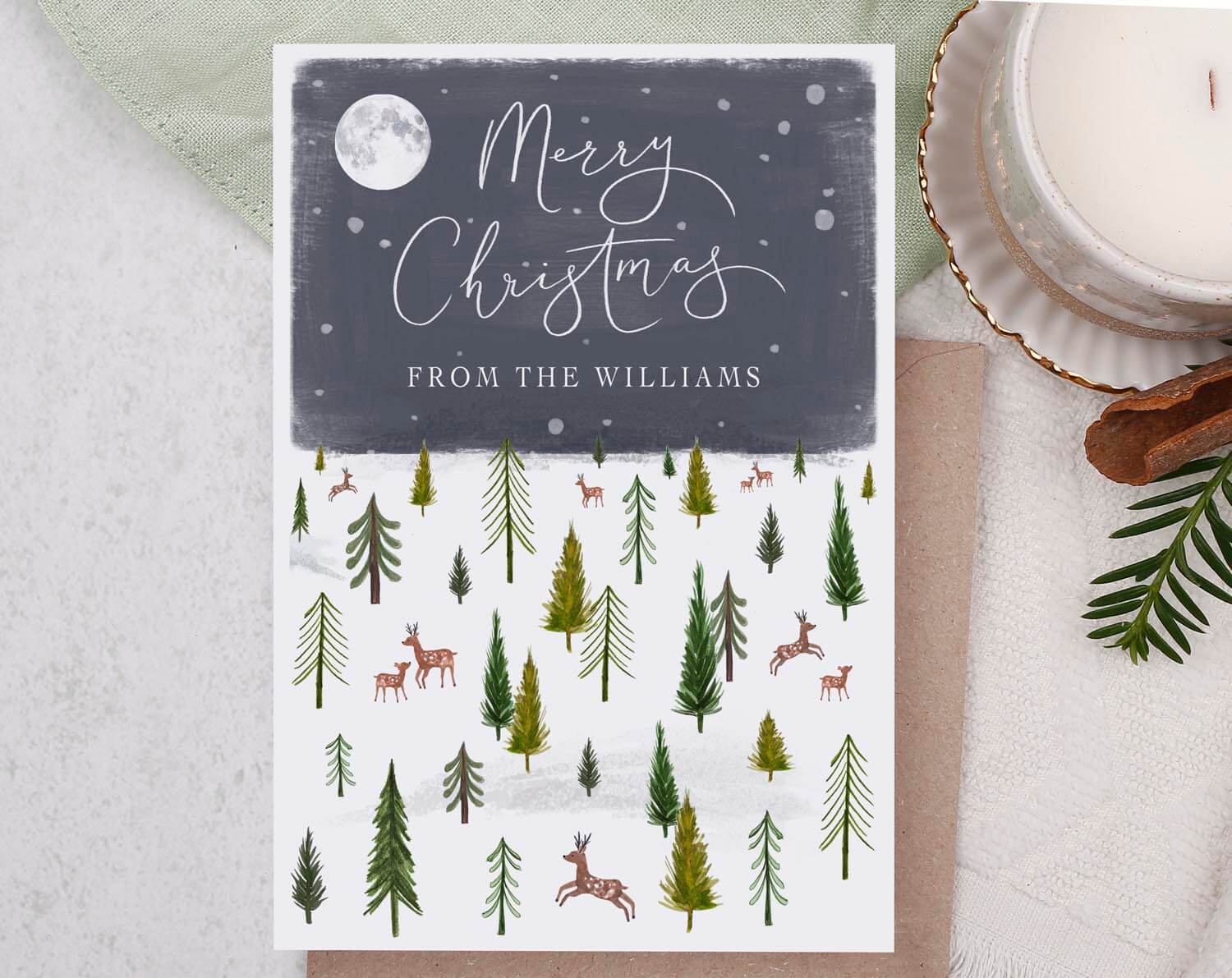 Personalised Christmas Card With Woodland Forest. Greeting & Note Cards designed by Making Meadows