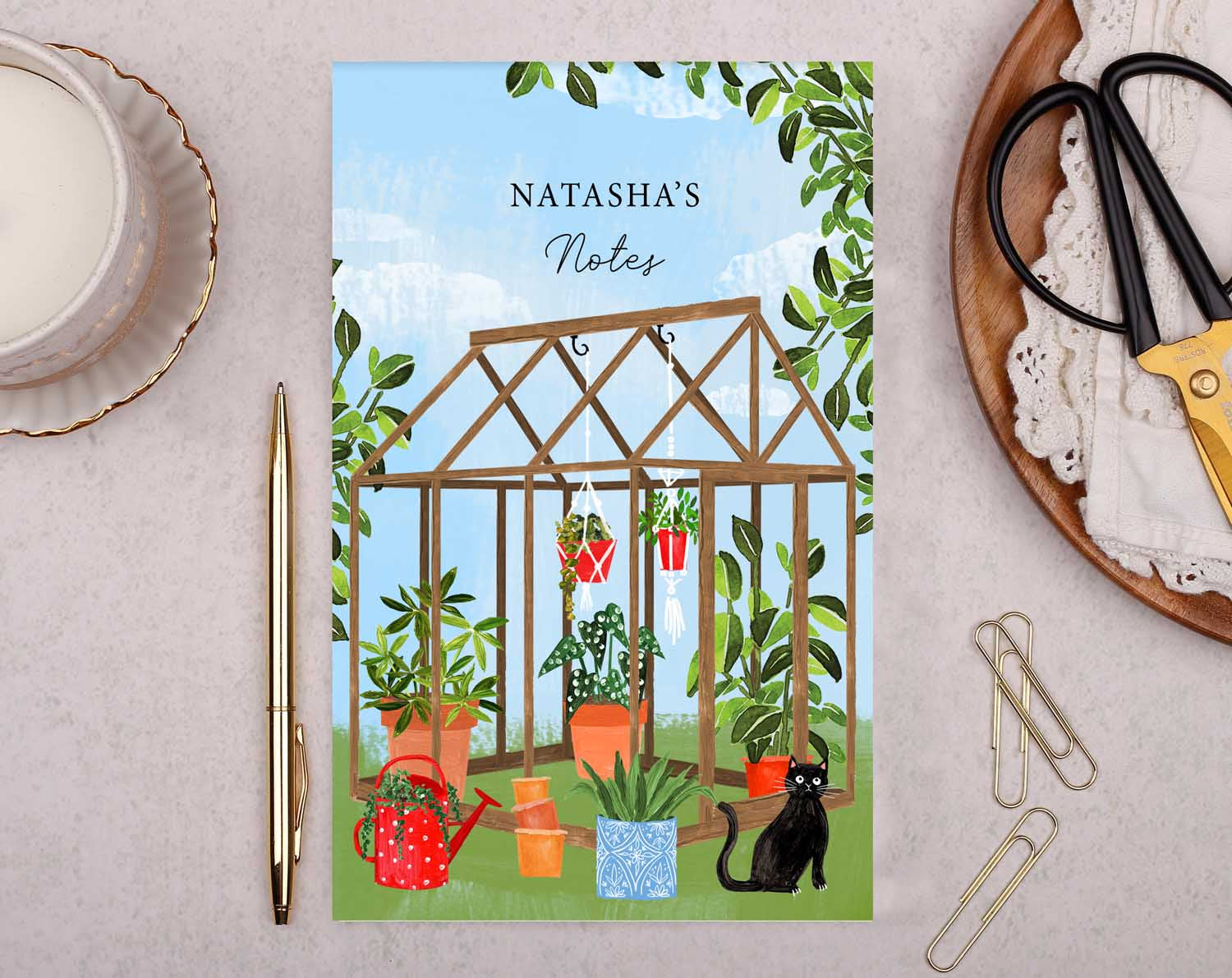 Personalised Garden Greenhouse Notebook. Notebooks & Notepads designed by Making Meadows