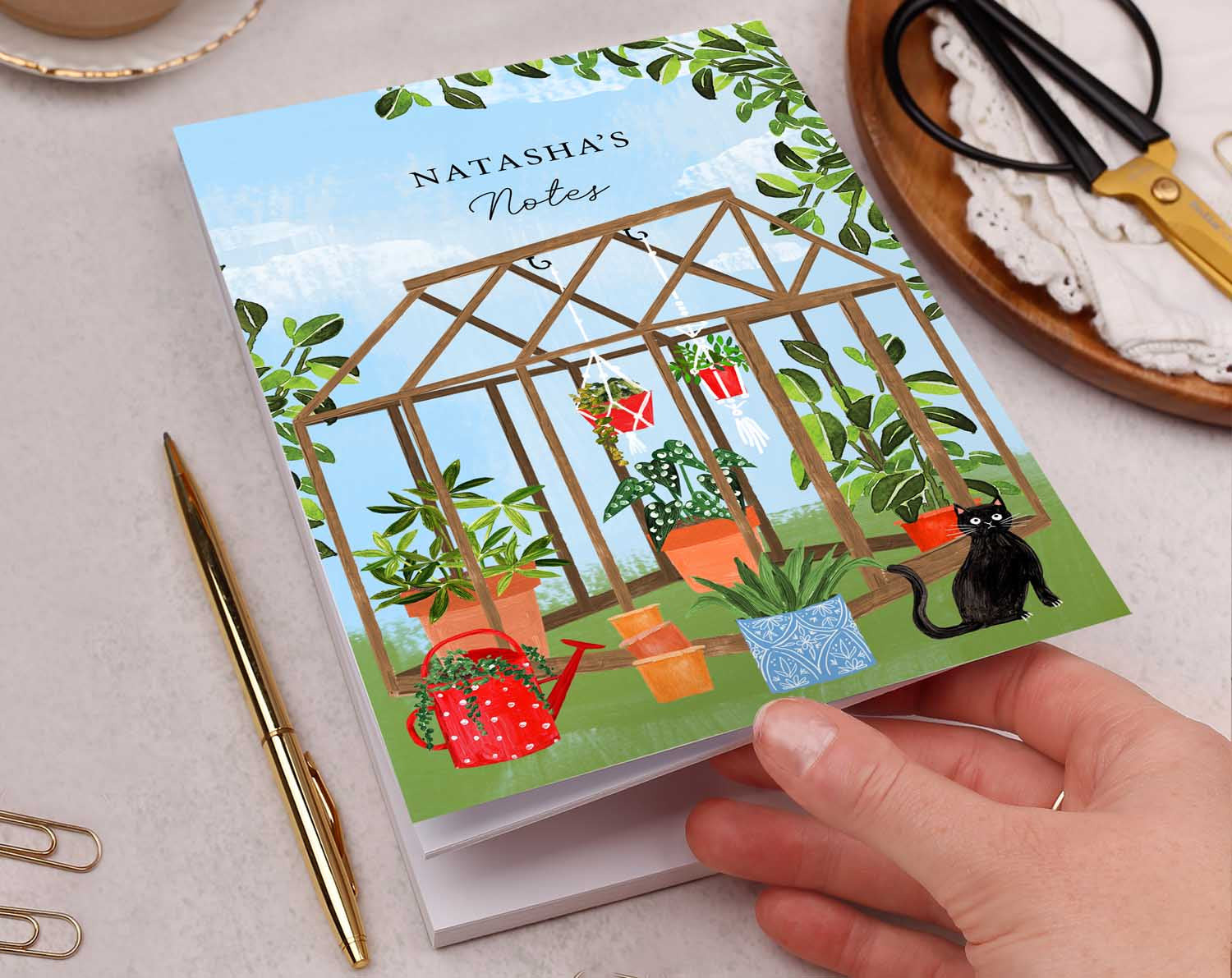 Personalised Garden Greenhouse Notebook. Notebooks & Notepads designed by Making Meadows