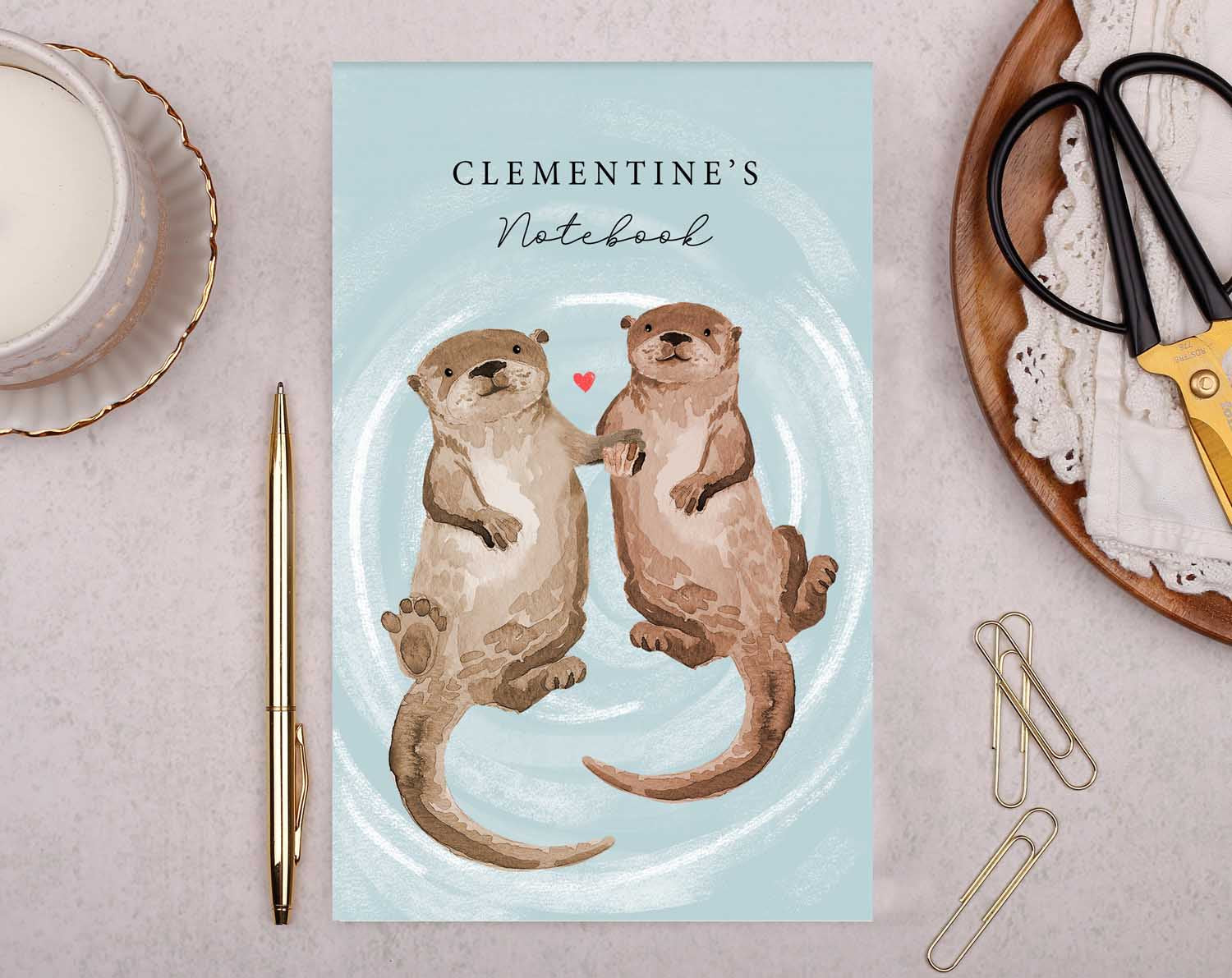 Personalised Otter Notebook. Notebooks & Notepads designed by Making Meadows