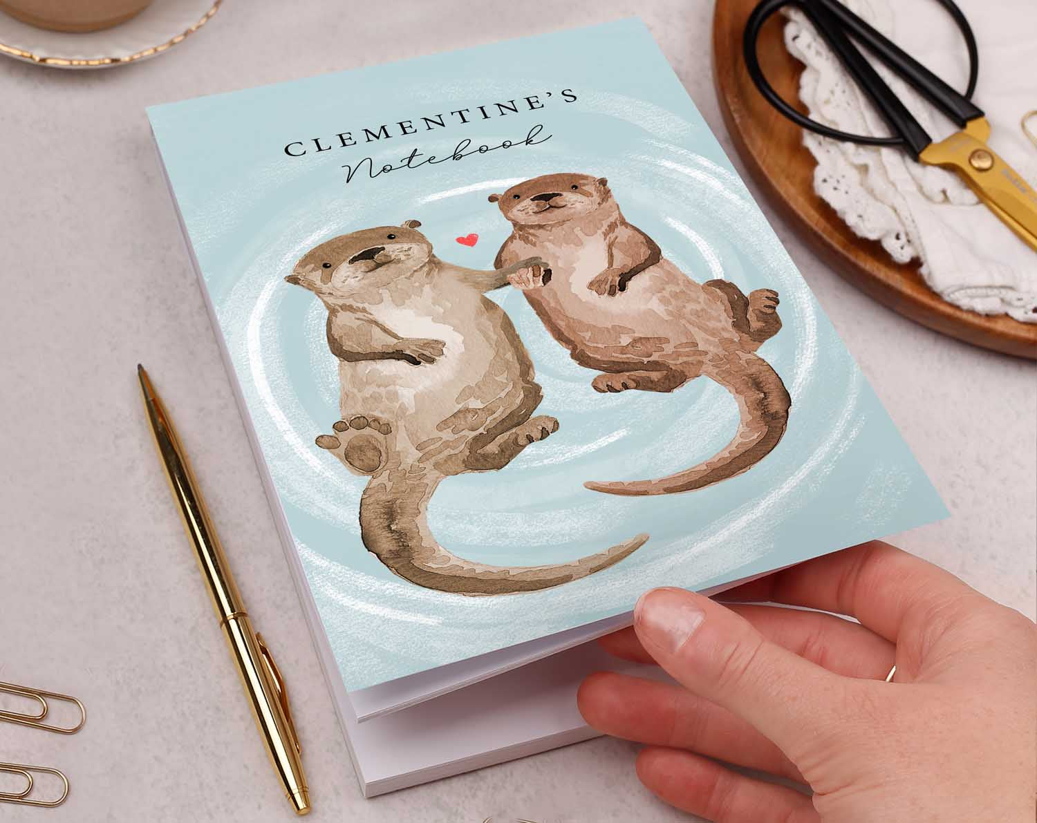 Personalised Otter Notebook. Notebooks & Notepads designed by Making Meadows
