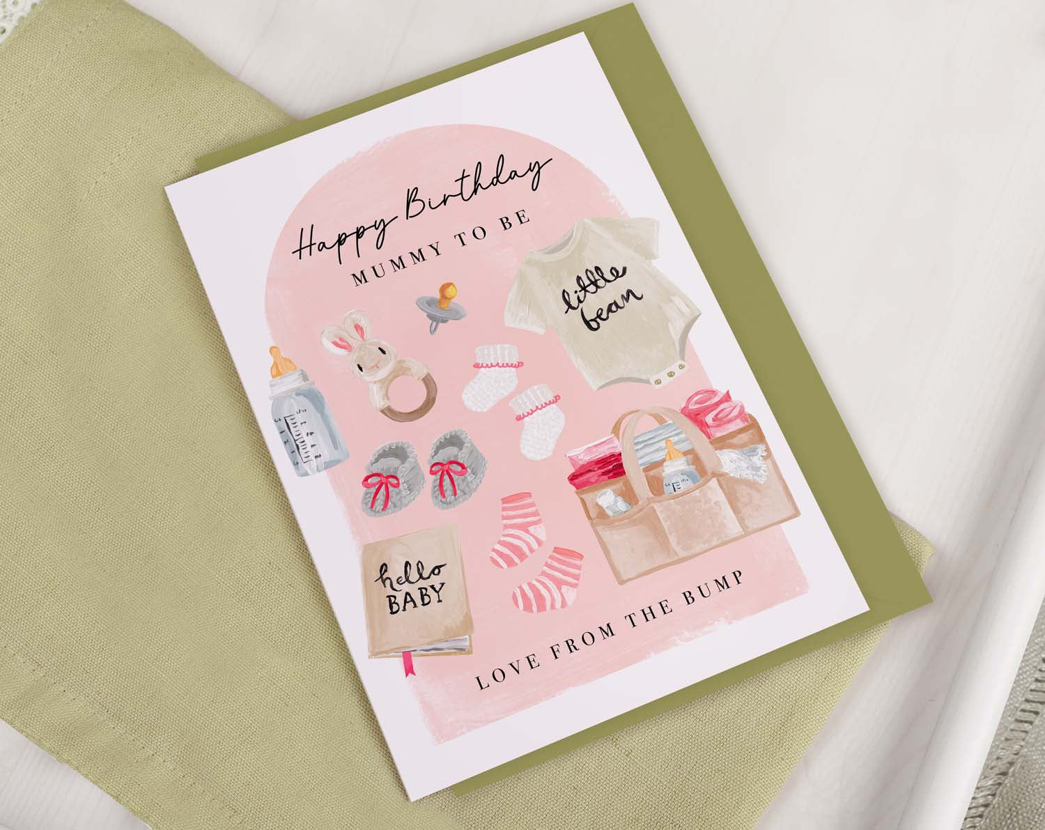 Pink Baby Bump Birthday Card For Mummy. Greeting & Note Cards designed by Making Meadows