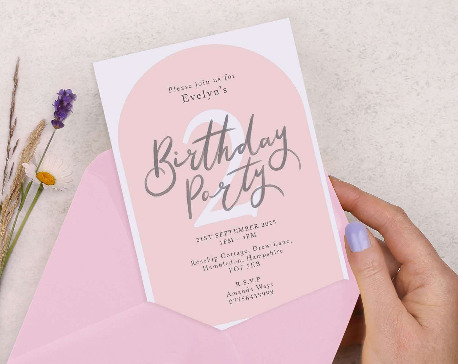 Personalised A6 Pink Birthday Invitation