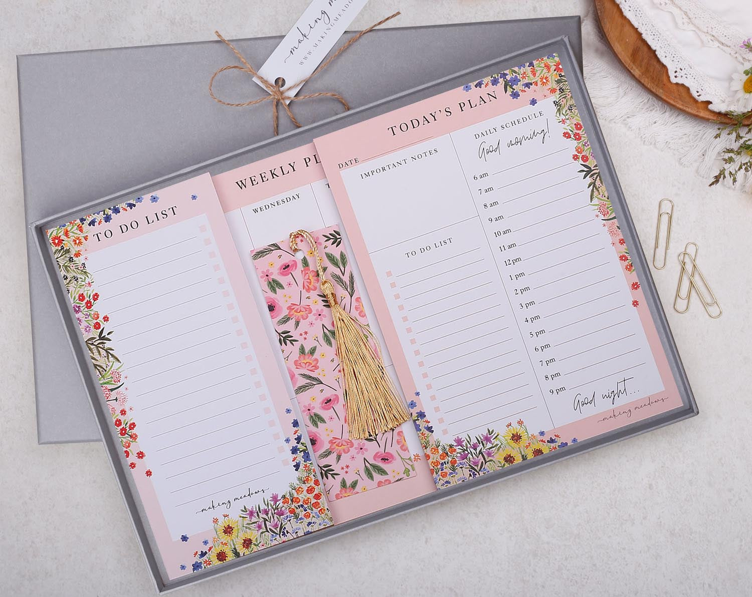 Pink Floral Stationery Box. Notebooks & Notepads designed by Making Meadows