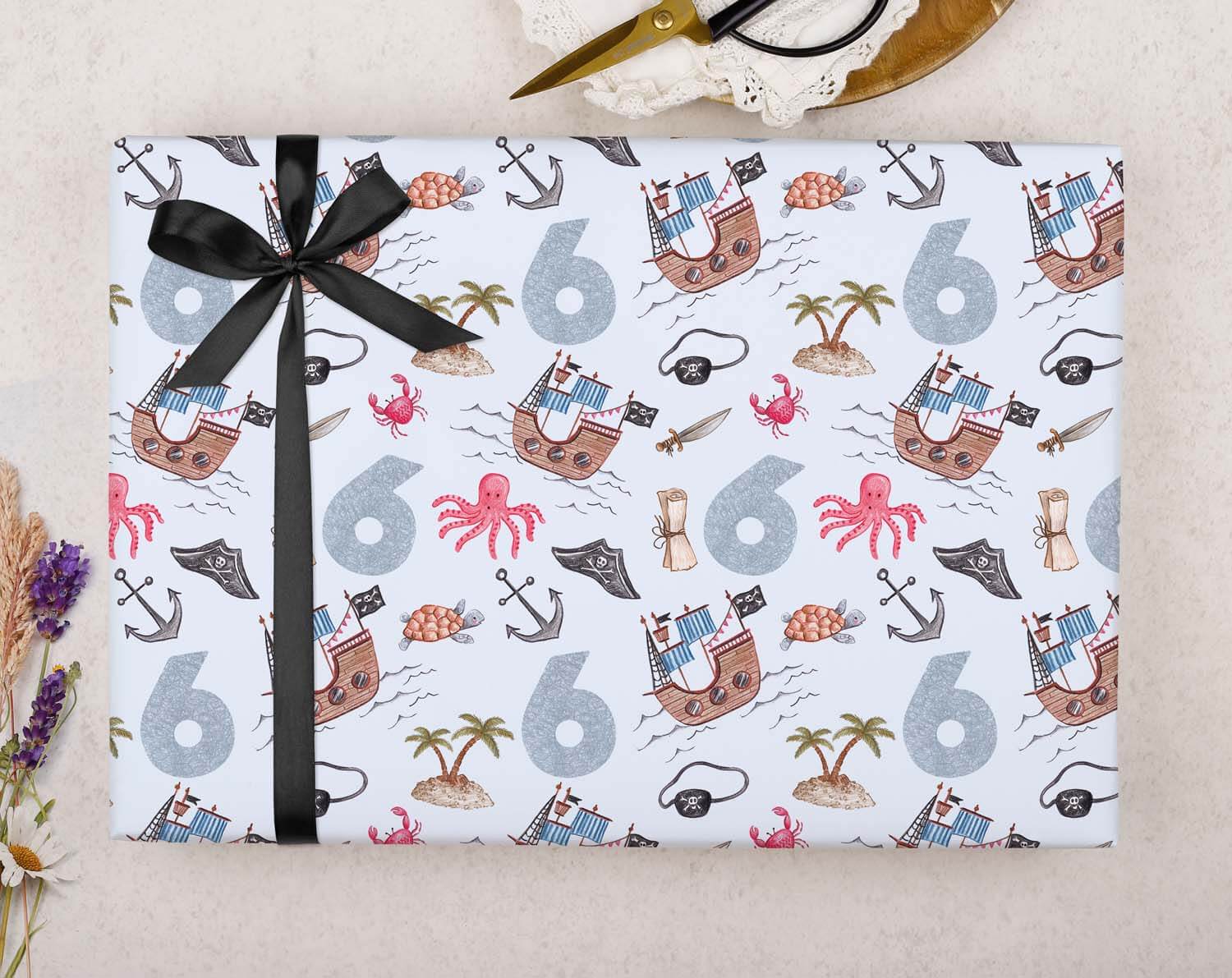 Pirate 6th Birthday Wrapping Paper