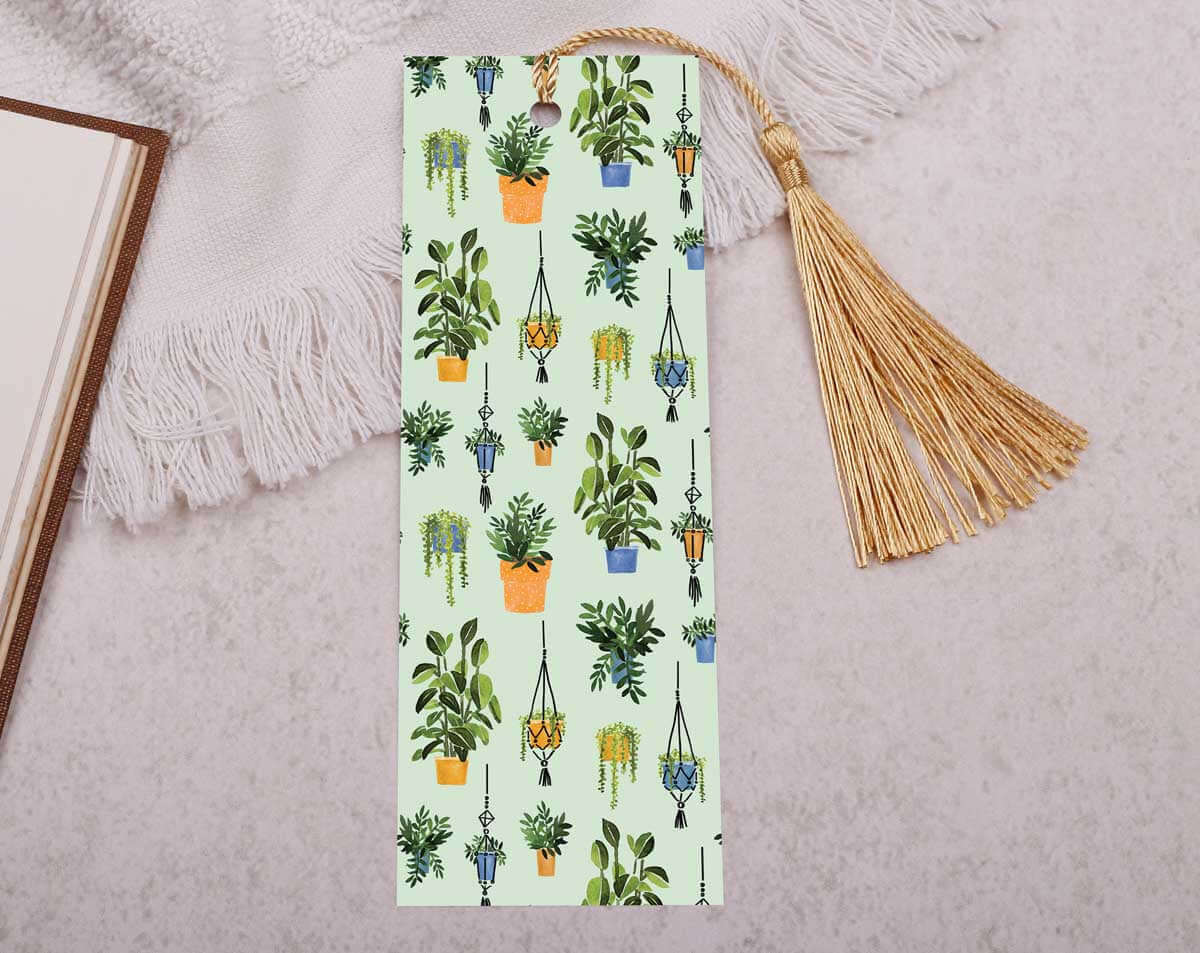 Plant Pots Bookmark With Tassel. Bookmarks designed by Making Meadows
