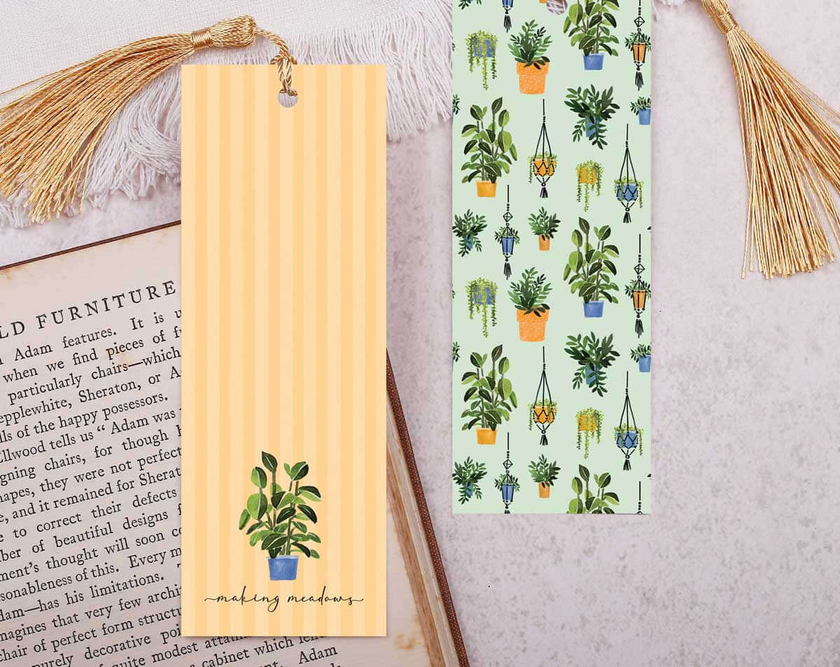 Plant Pots Bookmark With Tassel. Bookmarks designed by Making Meadows
