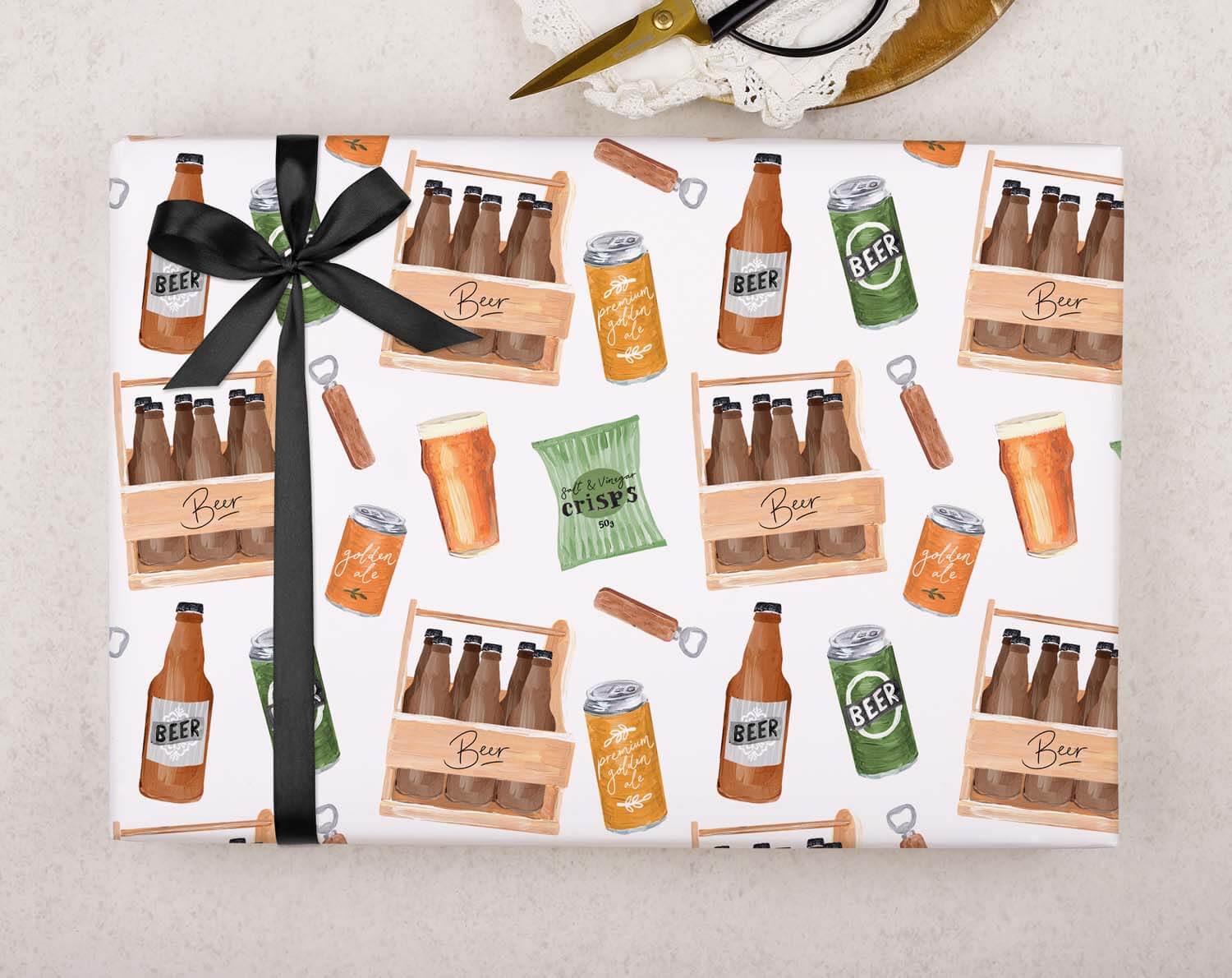Pub Beer Wrapping Paper. Wrapping Paper designed by Making Meadows