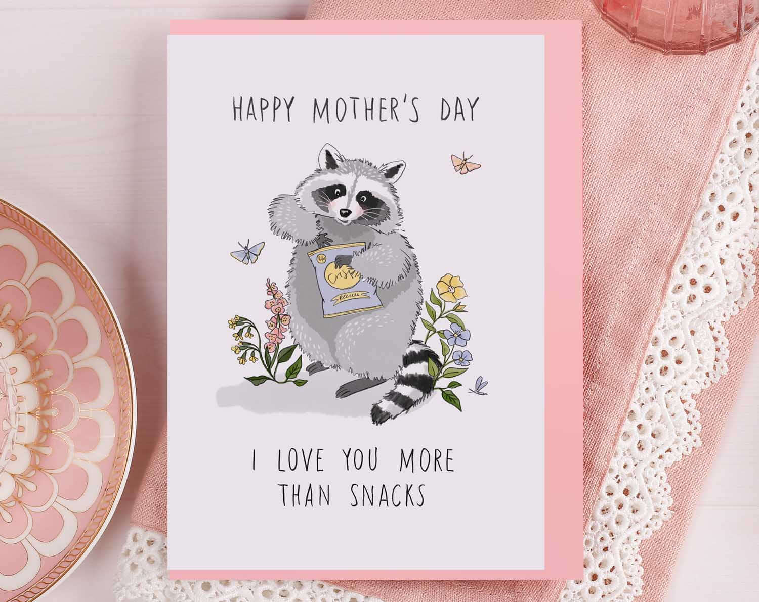 Raccoon Mother's Day Card. Greeting & Note Cards designed by Making Meadows
