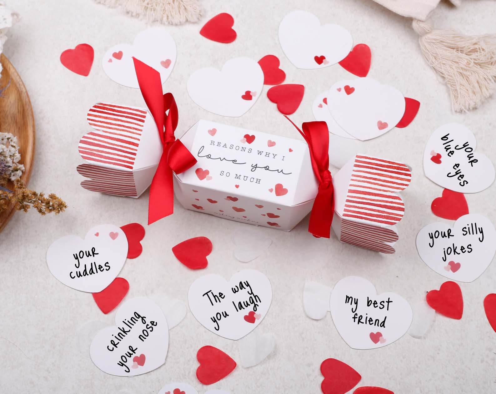 Reasons Why I Love You Surprise Red Cracker. Stationery designed by Making Meadows
