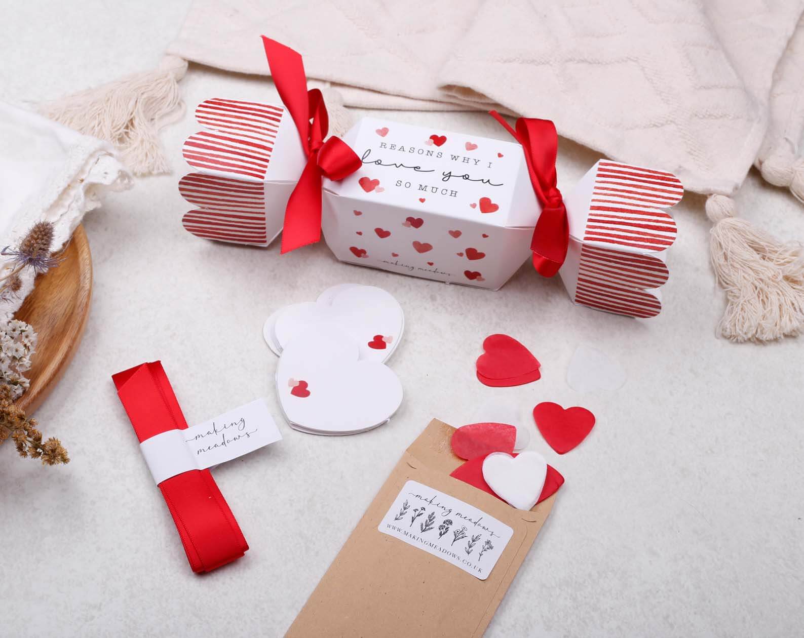 Reasons Why I Love You Surprise Red Cracker. Stationery designed by Making Meadows