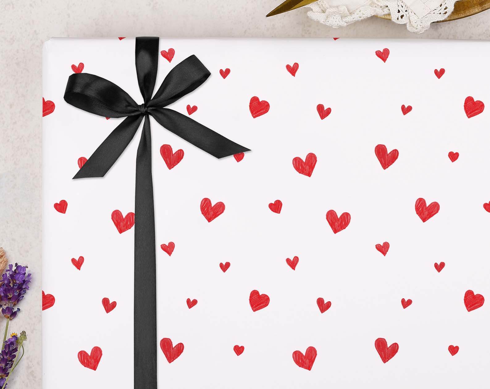 Red Heart Valentine Wrapping Paper. Wrapping Paper designed by Making Meadows