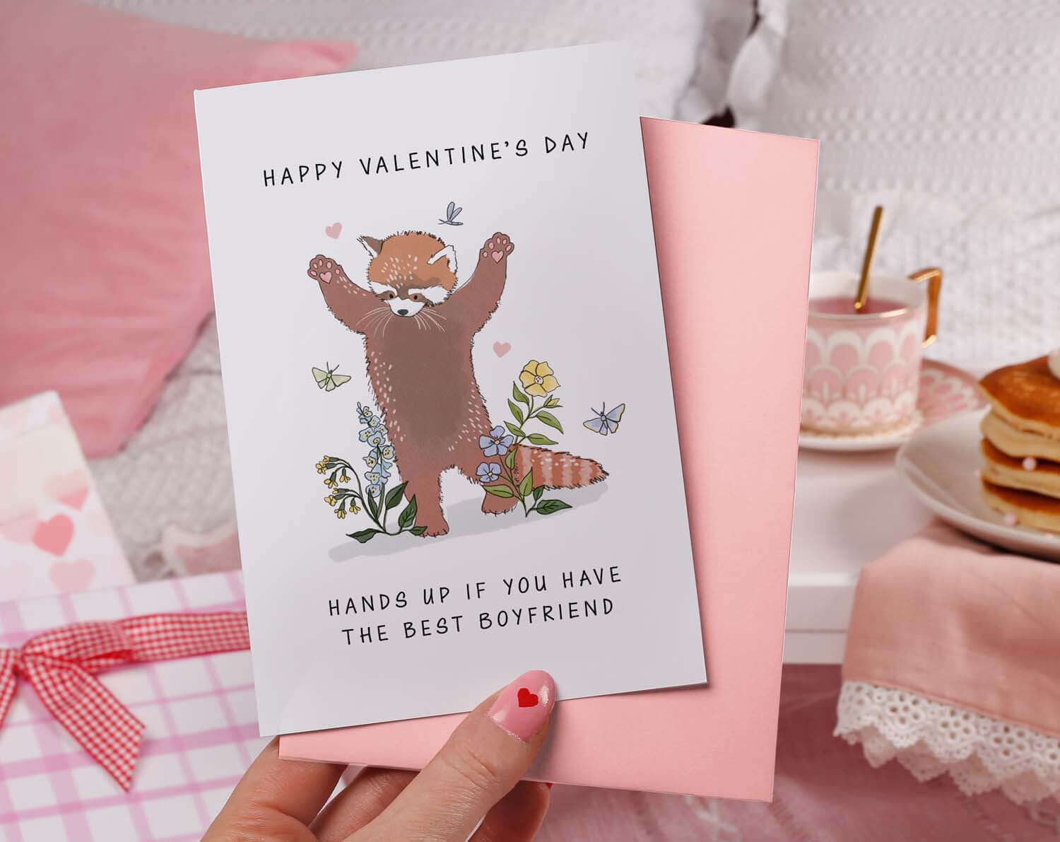 Red Panda Valentines Card For Boyfriend