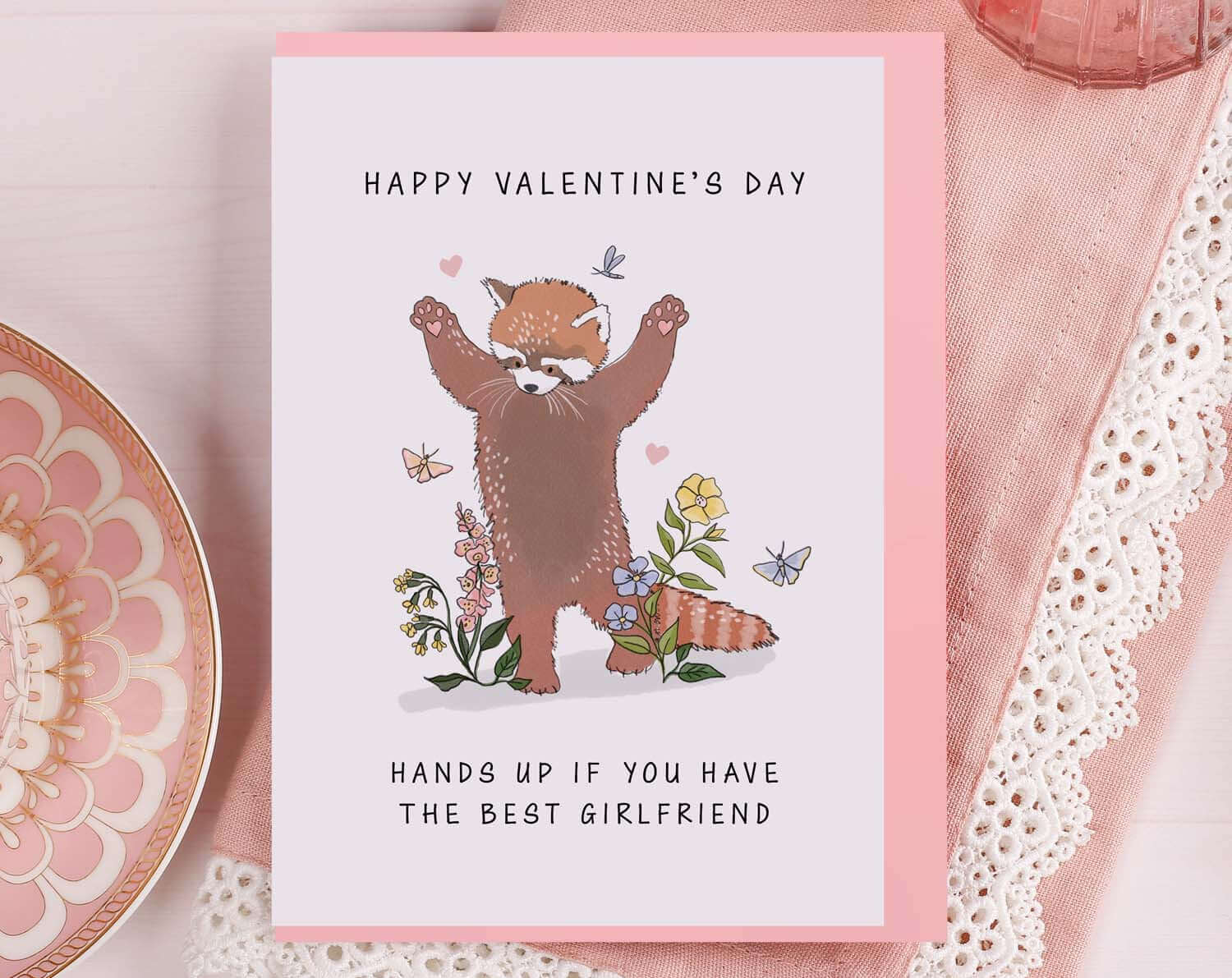 Red Panda Valentines Card For Girlfriend