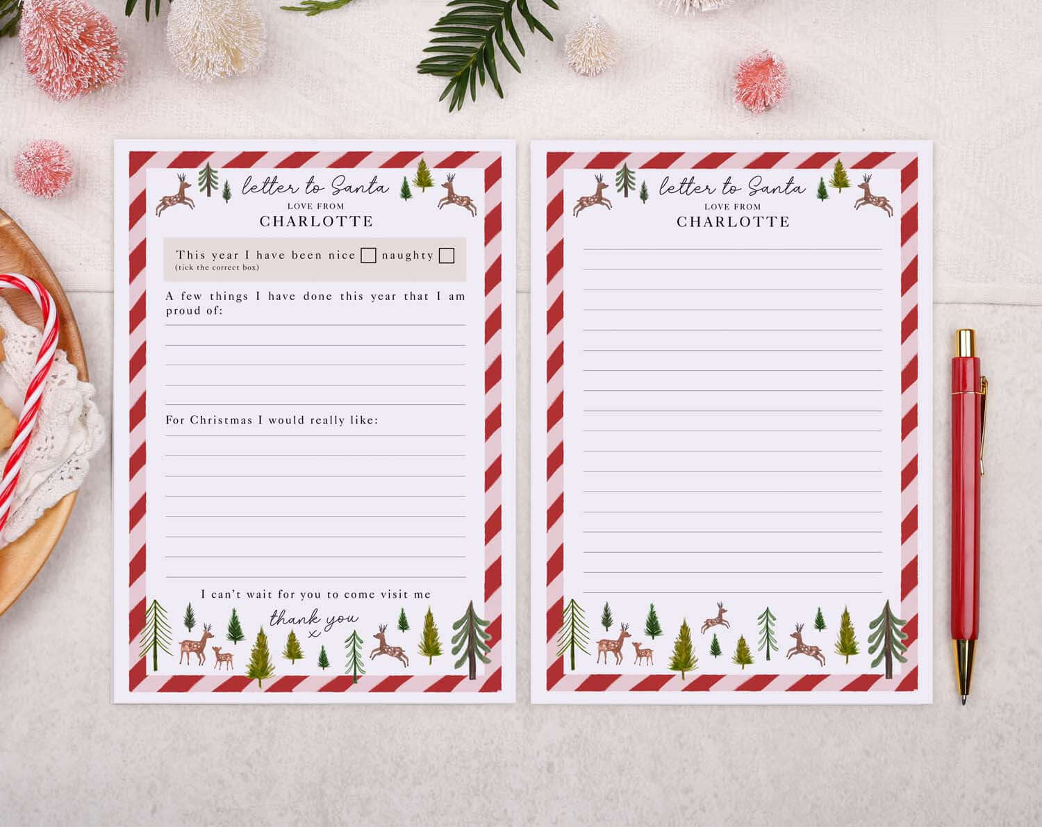 Reindeer Personalised Letter To Santa With Prompts designed by Making Meadows