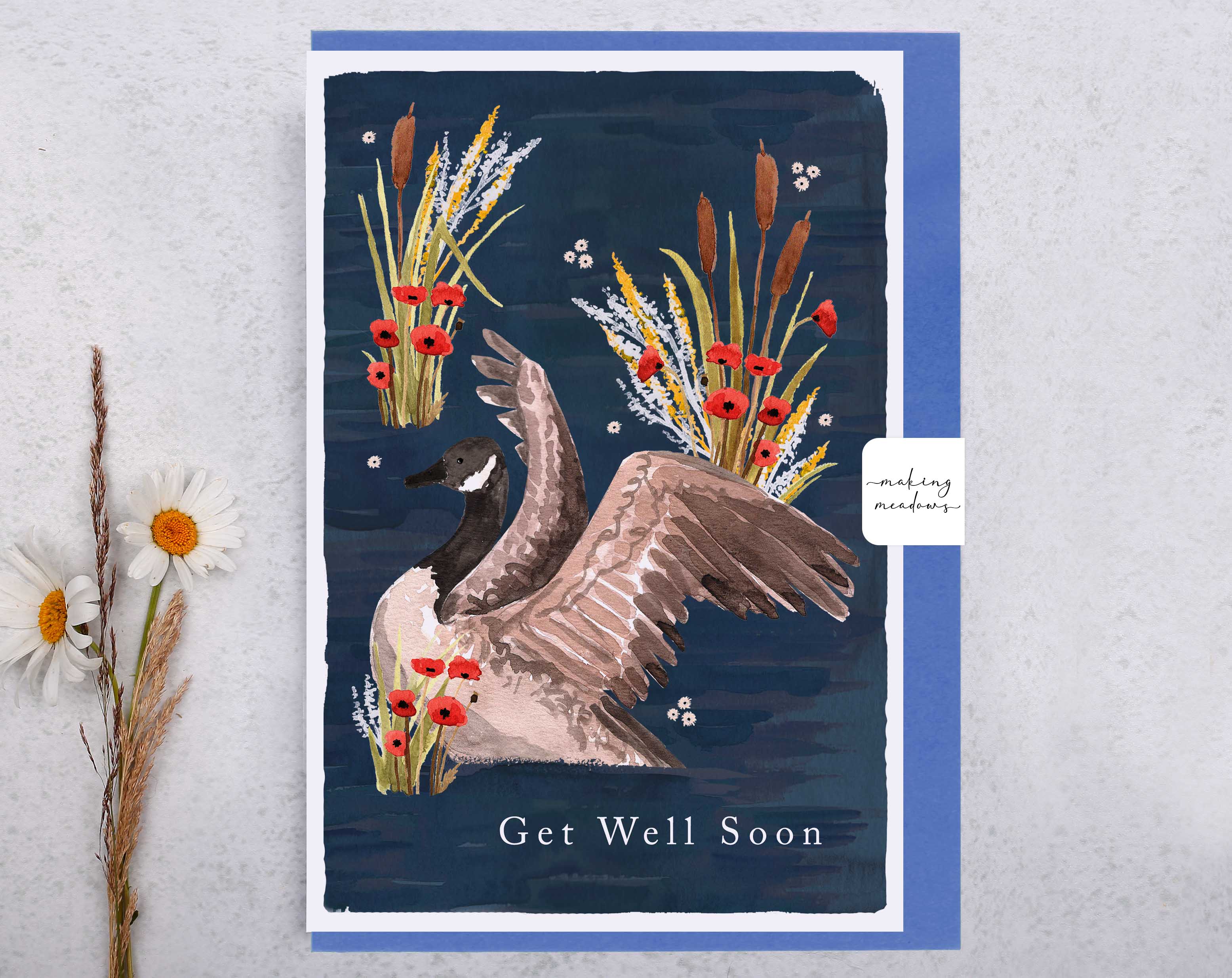 River Wey Get Well Soon Goose Card. Greeting & Note Cards designed by Making Meadows