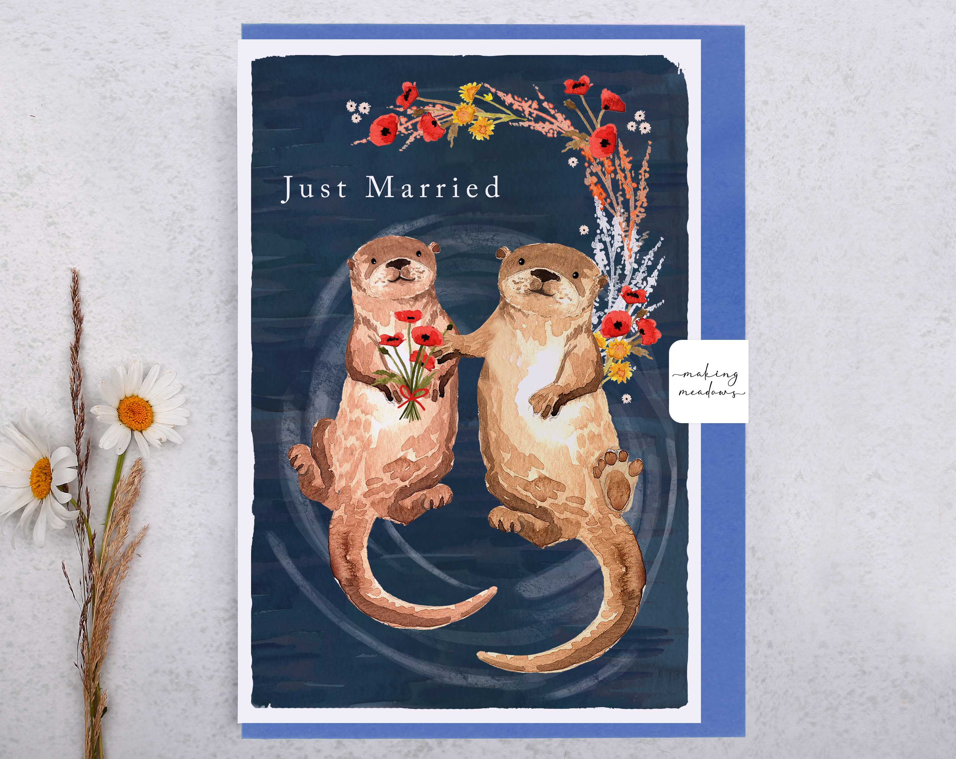 River Wey Just Married Otter Card. Greeting & Note Cards designed by Making Meadows