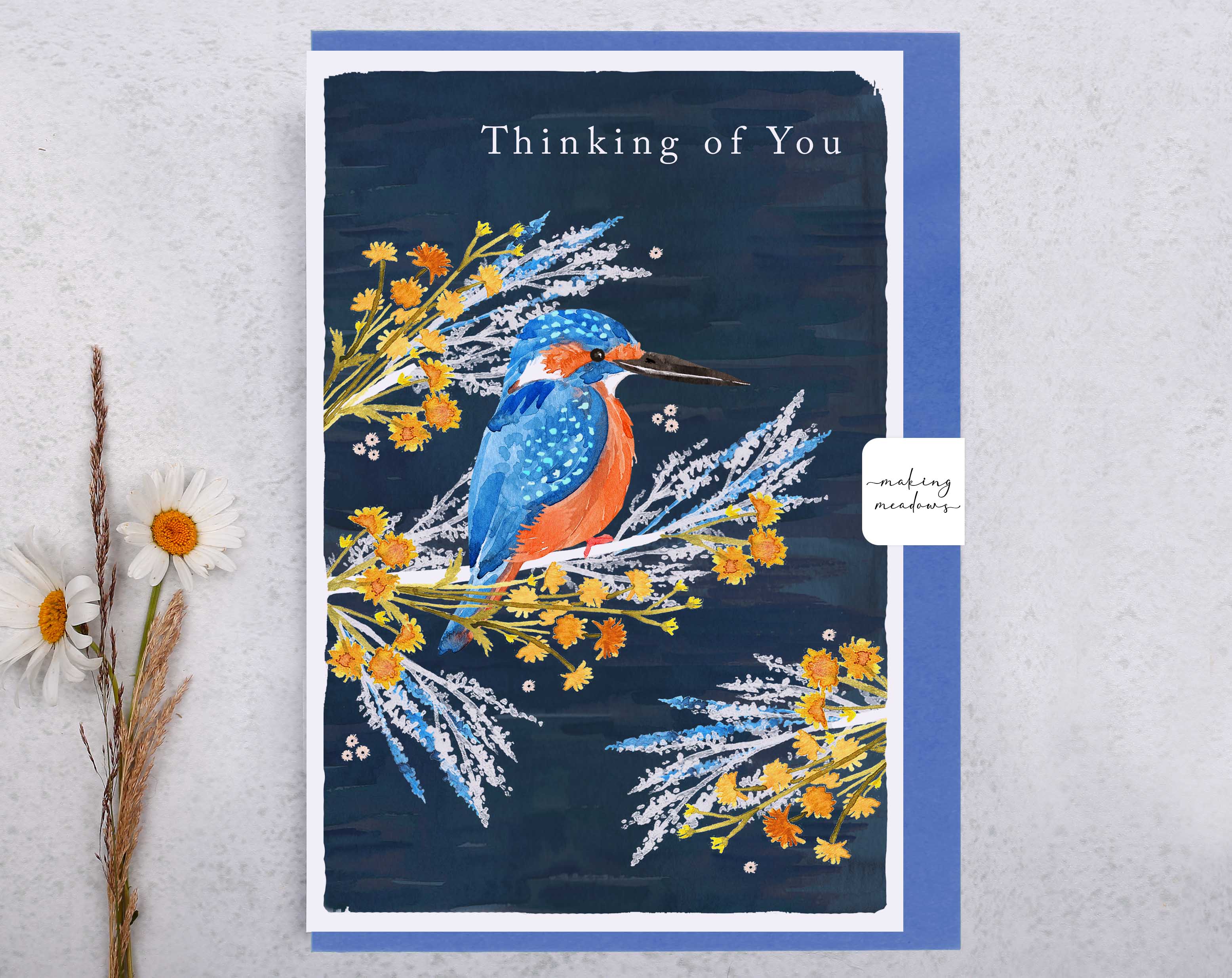 River Wey Thinking Of You Kingfisher Card. Greeting & Note Cards designed by Making Meadows