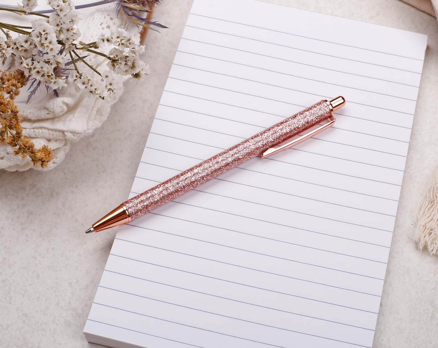 Rose Gold Glitter Ballpoint Pen. Pens designed by Making Meadows