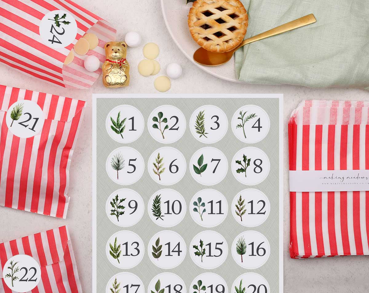 Rustic Christmas Advent Calendar With Red Bags. Advent Calendars designed by Making Meadows