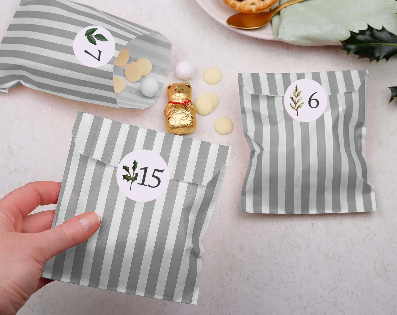 Rustic Christmas Advent Calendar With Silver Bags. Advent Calendars designed by Making Meadows