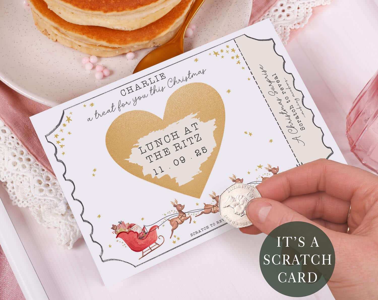 Santa Christmas Surprise Gift Reveal Scratch Card. Greeting & Note Cards designed by Making Meadows