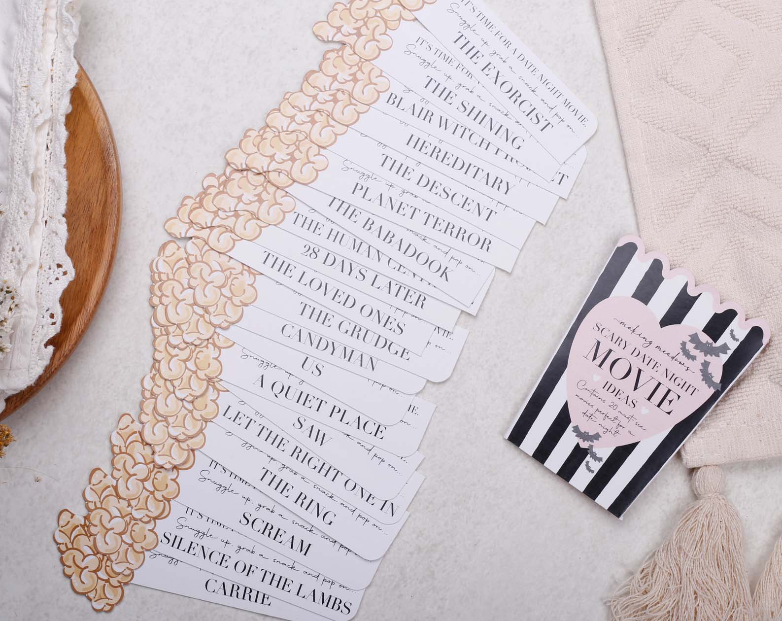 Scary Movie Date Night Idea Cards. Stationery designed by Making Meadows