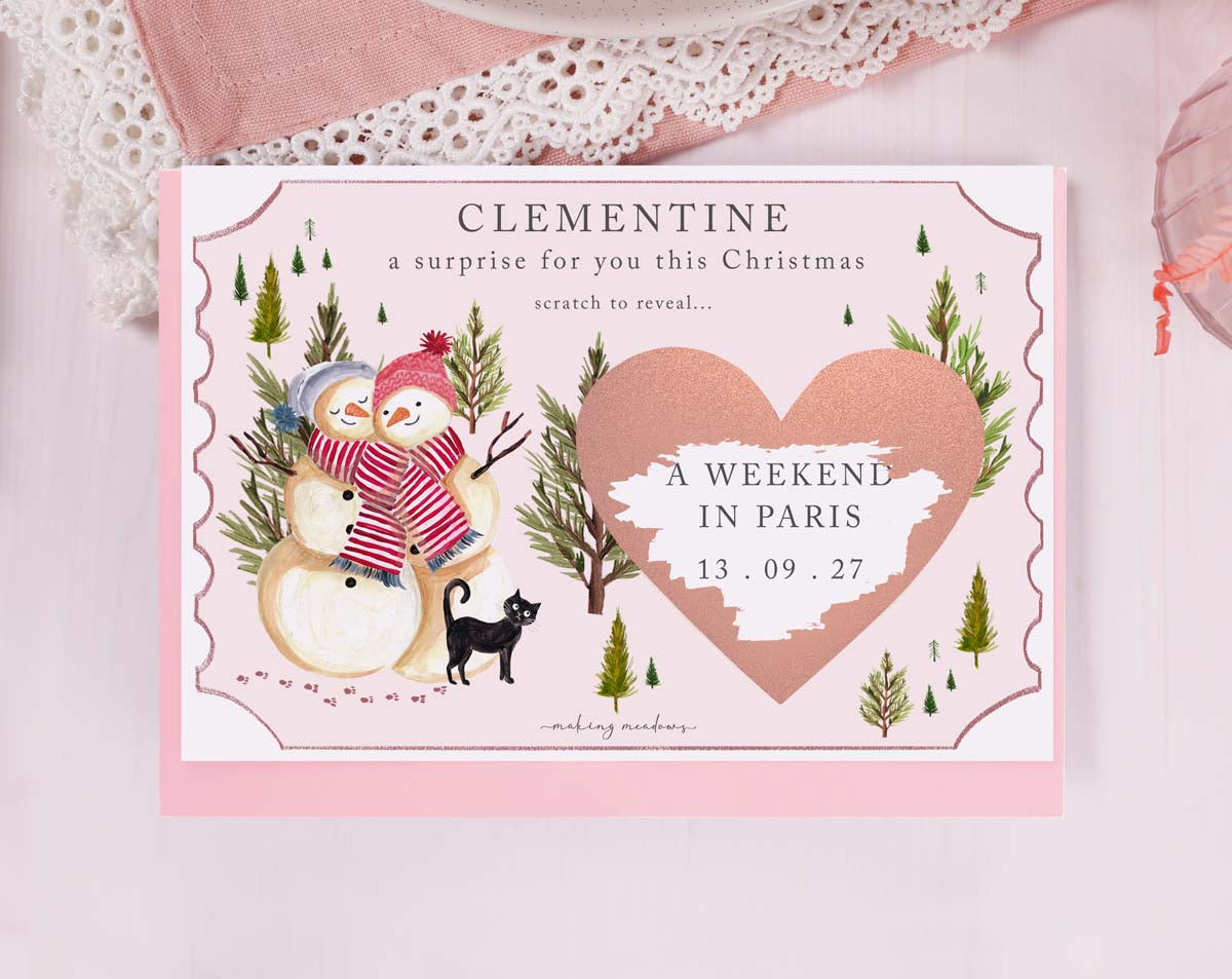 Snowman Surprise Gift Reveal Scratch Card