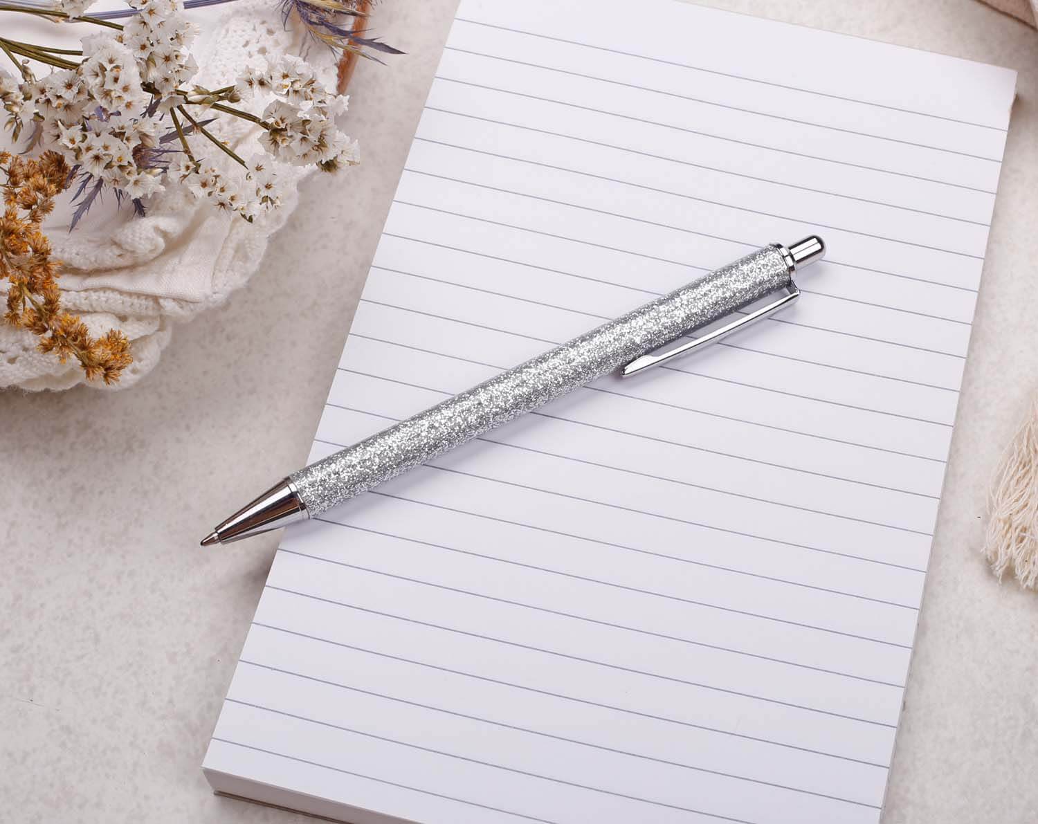 Silver Glitter Ballpoint Pen. Pens designed by Making Meadows