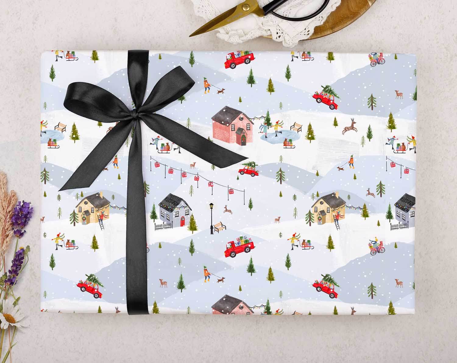 Ski Village Christmas Wrapping Paper. Wrapping Paper designed by Making Meadows