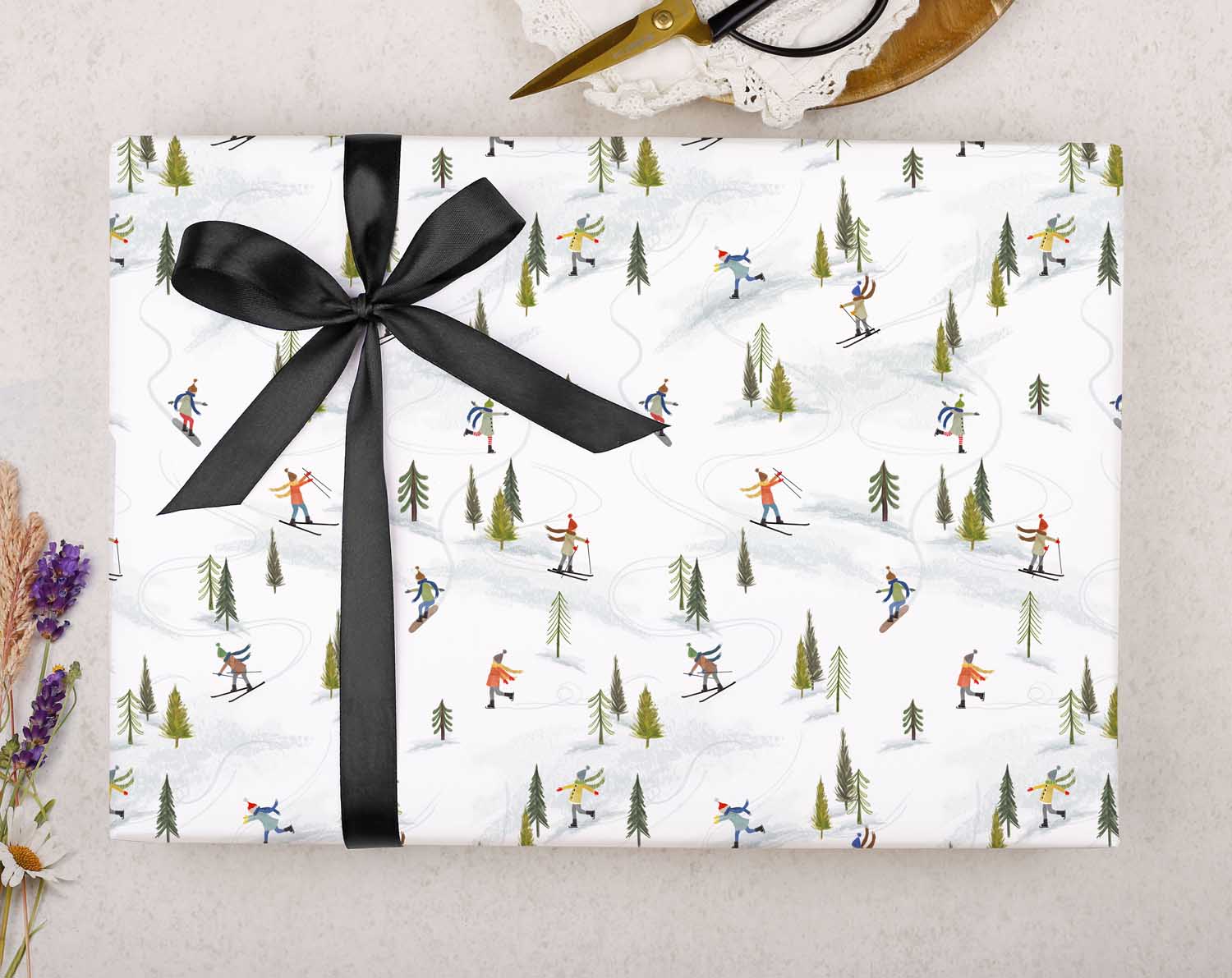 Skiing Christmas Wrapping Paper. Wrapping Paper designed by Making Meadows