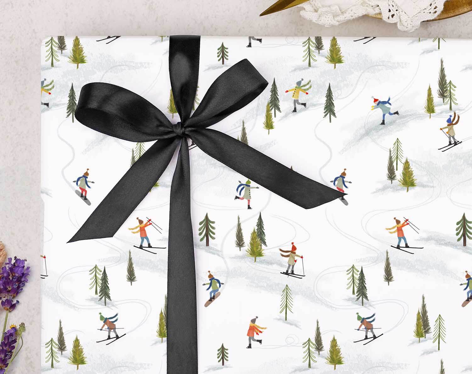 Skiing Christmas Wrapping Paper. Wrapping Paper designed by Making Meadows