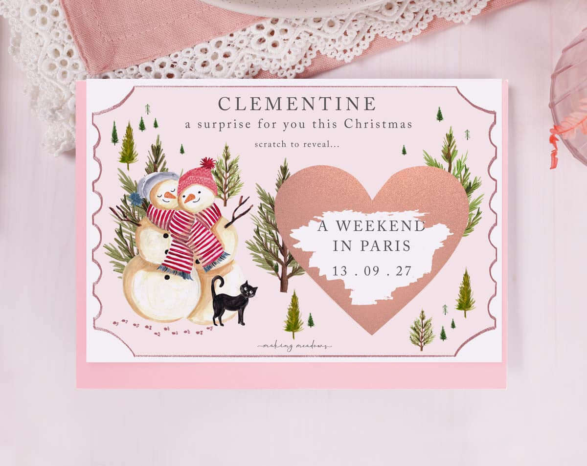 Snowman Surprise Gift Reveal Scratch Card